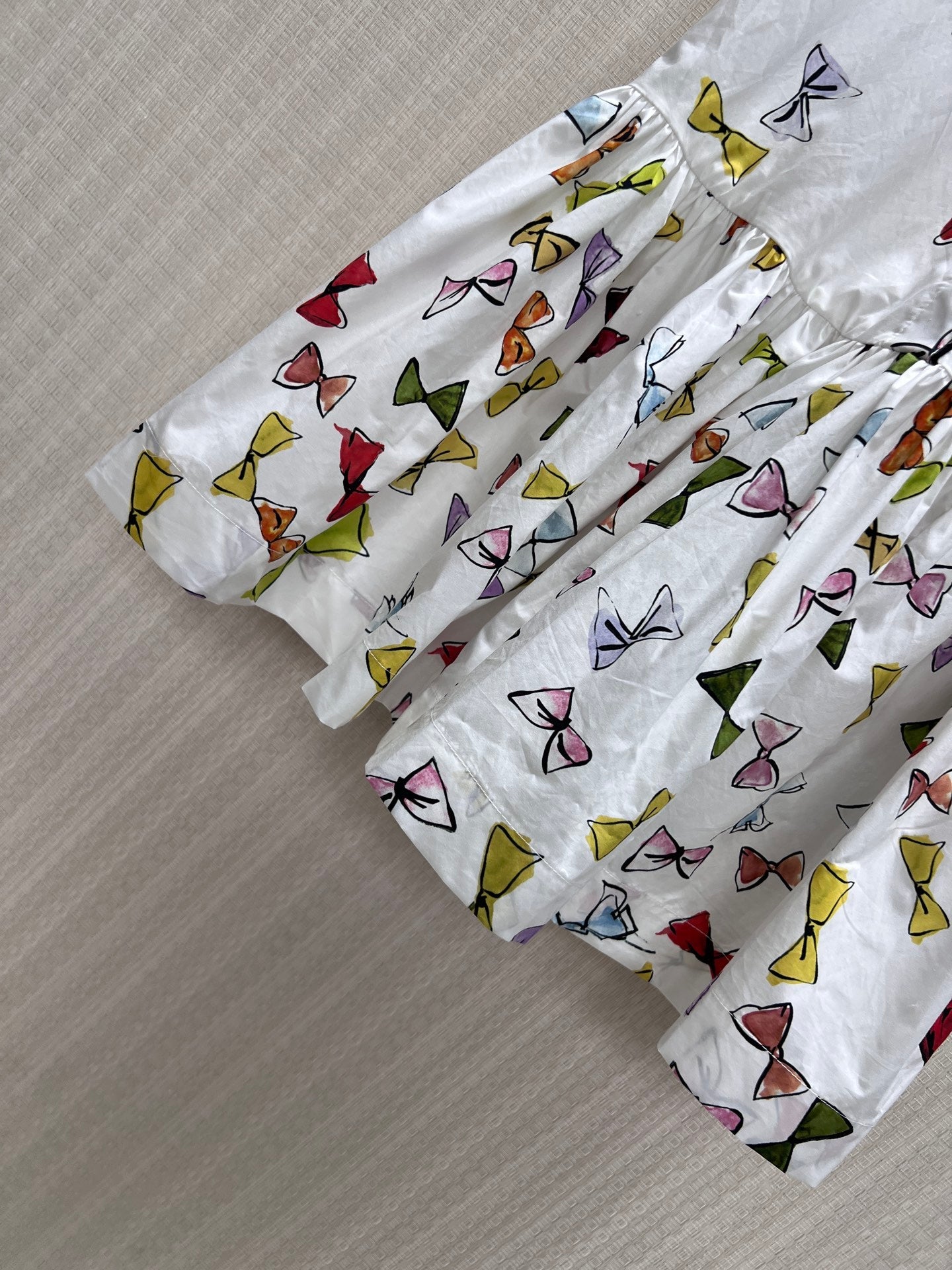 CD 26s Dioriviera Short Flared Dress White Multicolor Cotton 402806
