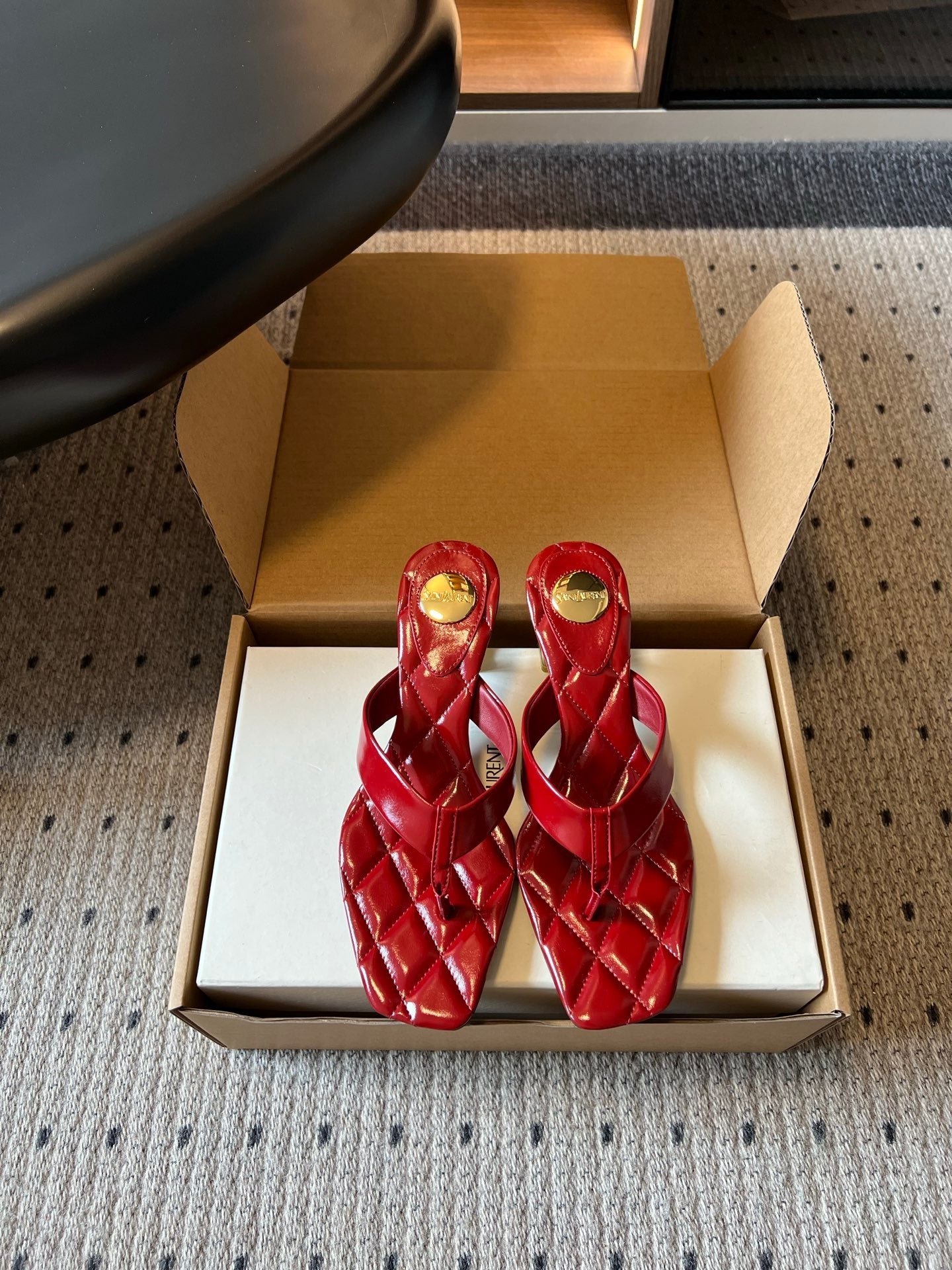 YSL Sip Sandal 4.5cm Red Smooth Leather 932318