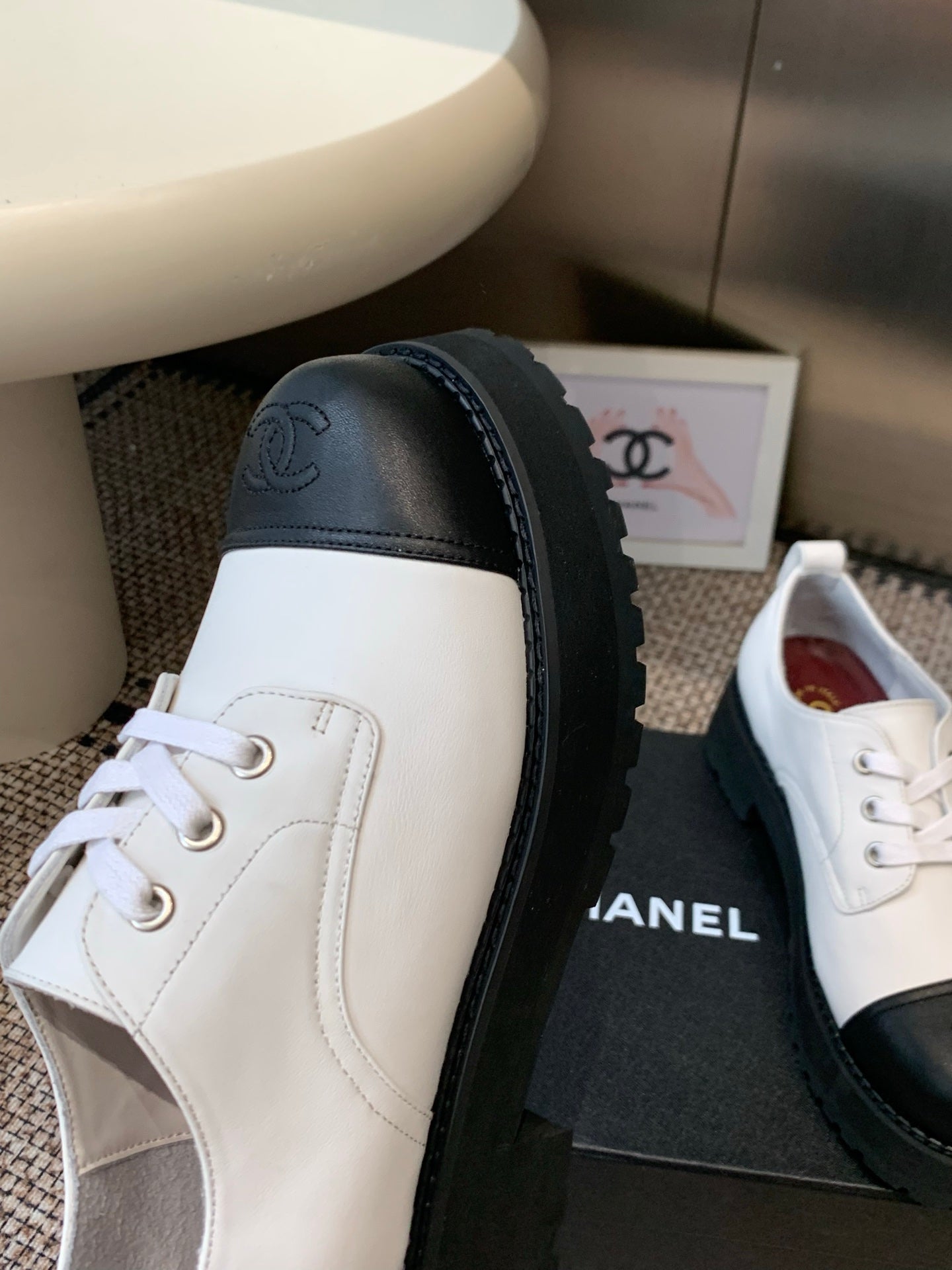CC 26s Platform Oxfords Shoe Black White Cowhide 965866