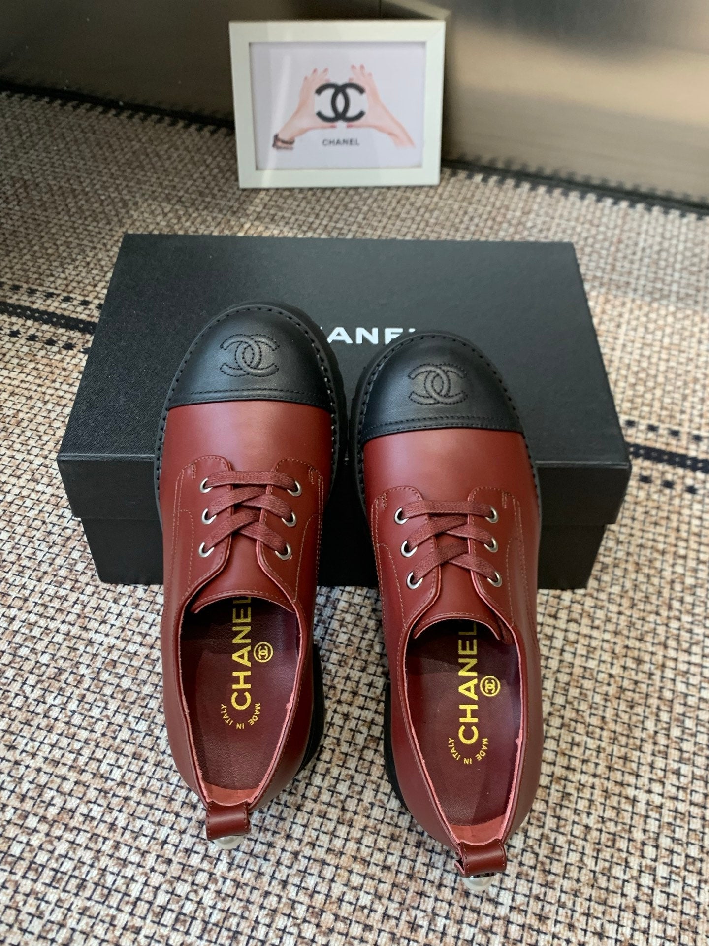 CC 26s Platform Oxfords Shoe Black Burgundy Cowhide 965869