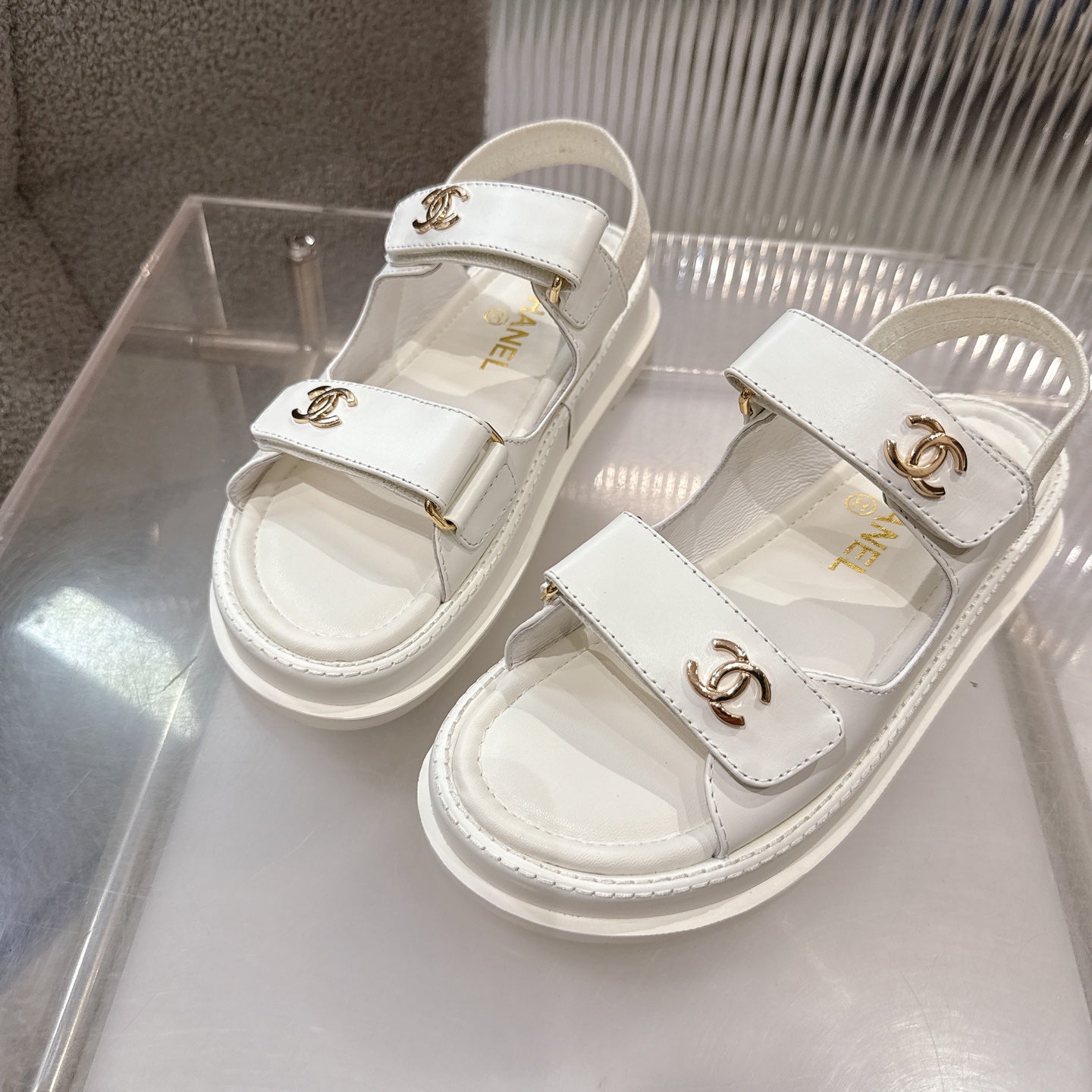 CC SS26 Dad Sandal White Lambskin 678944