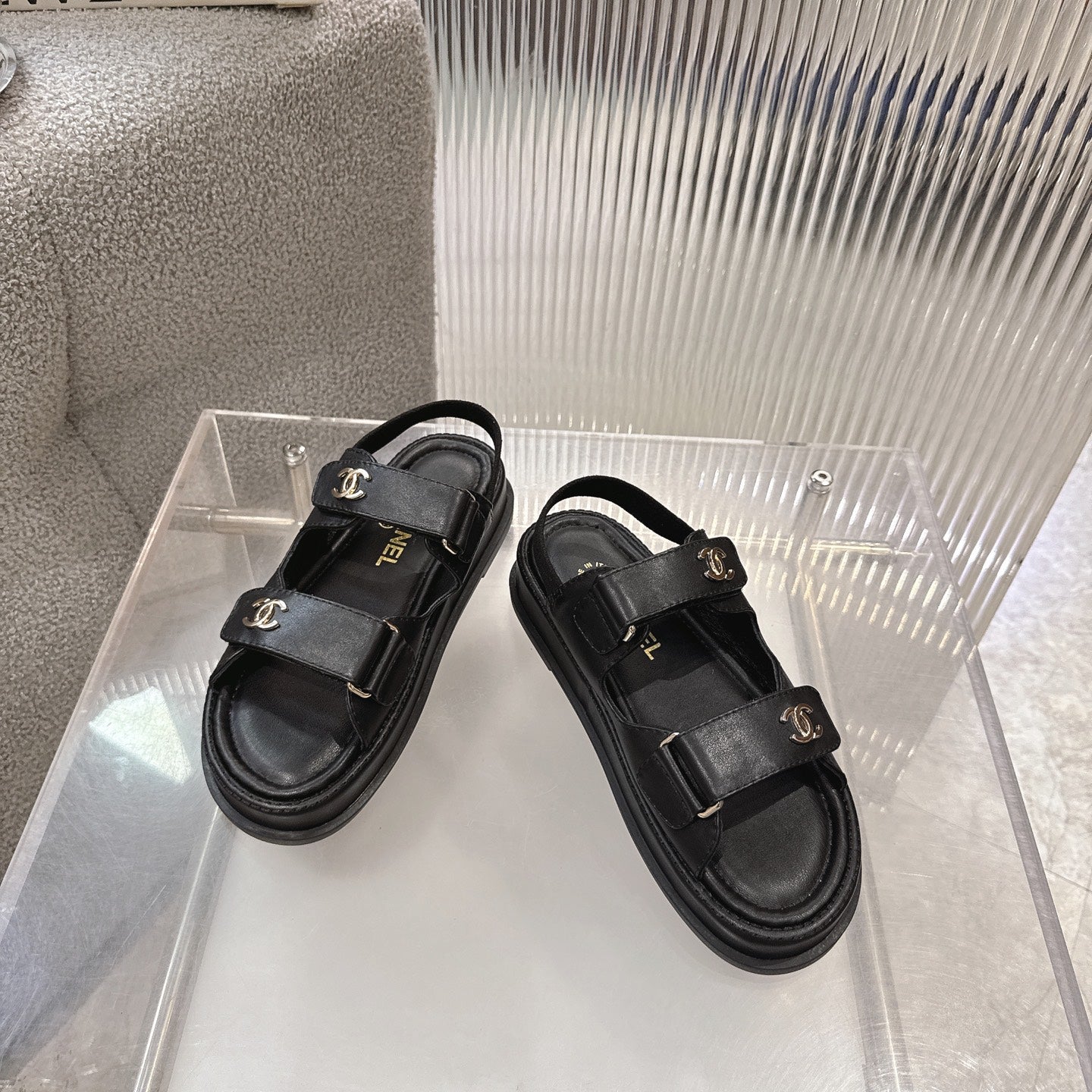 CC SS26 Dad Sandal Black Lambskin 678946