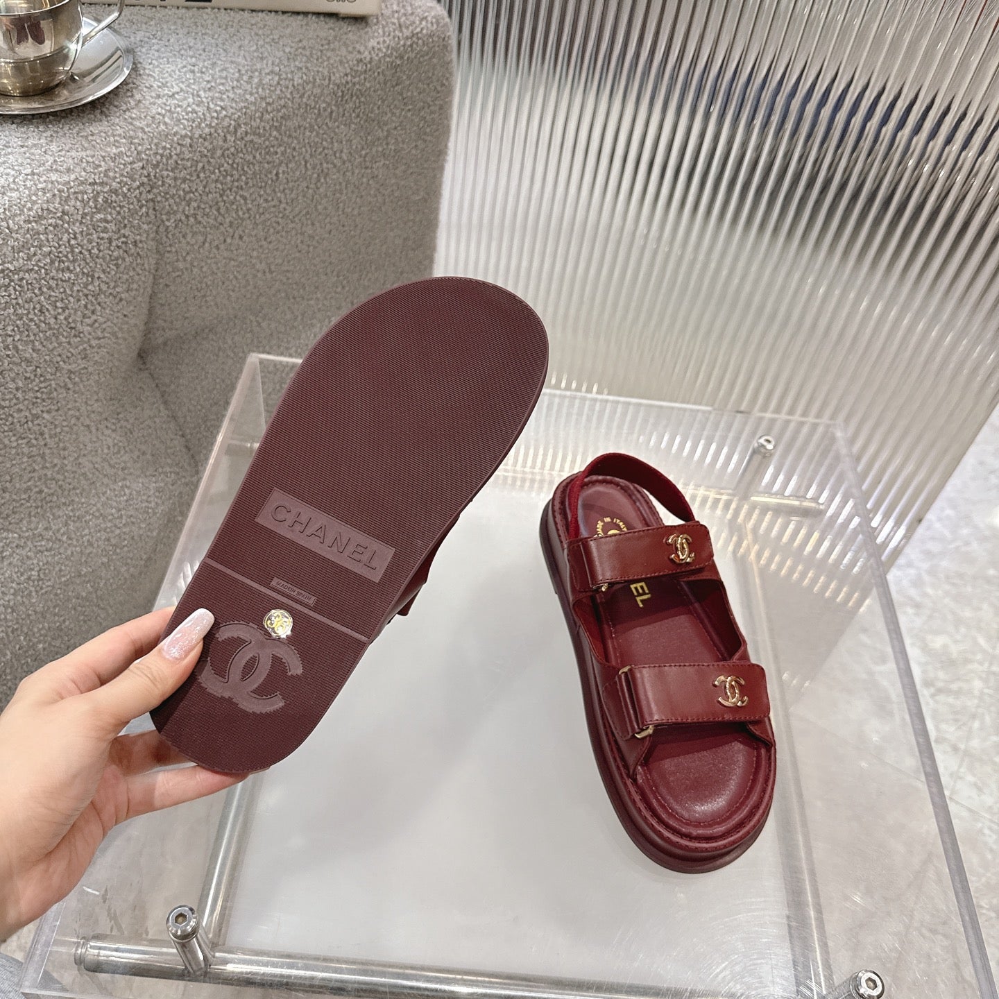 CC SS26 Dad Sandal Burgundy Lambskin 678945