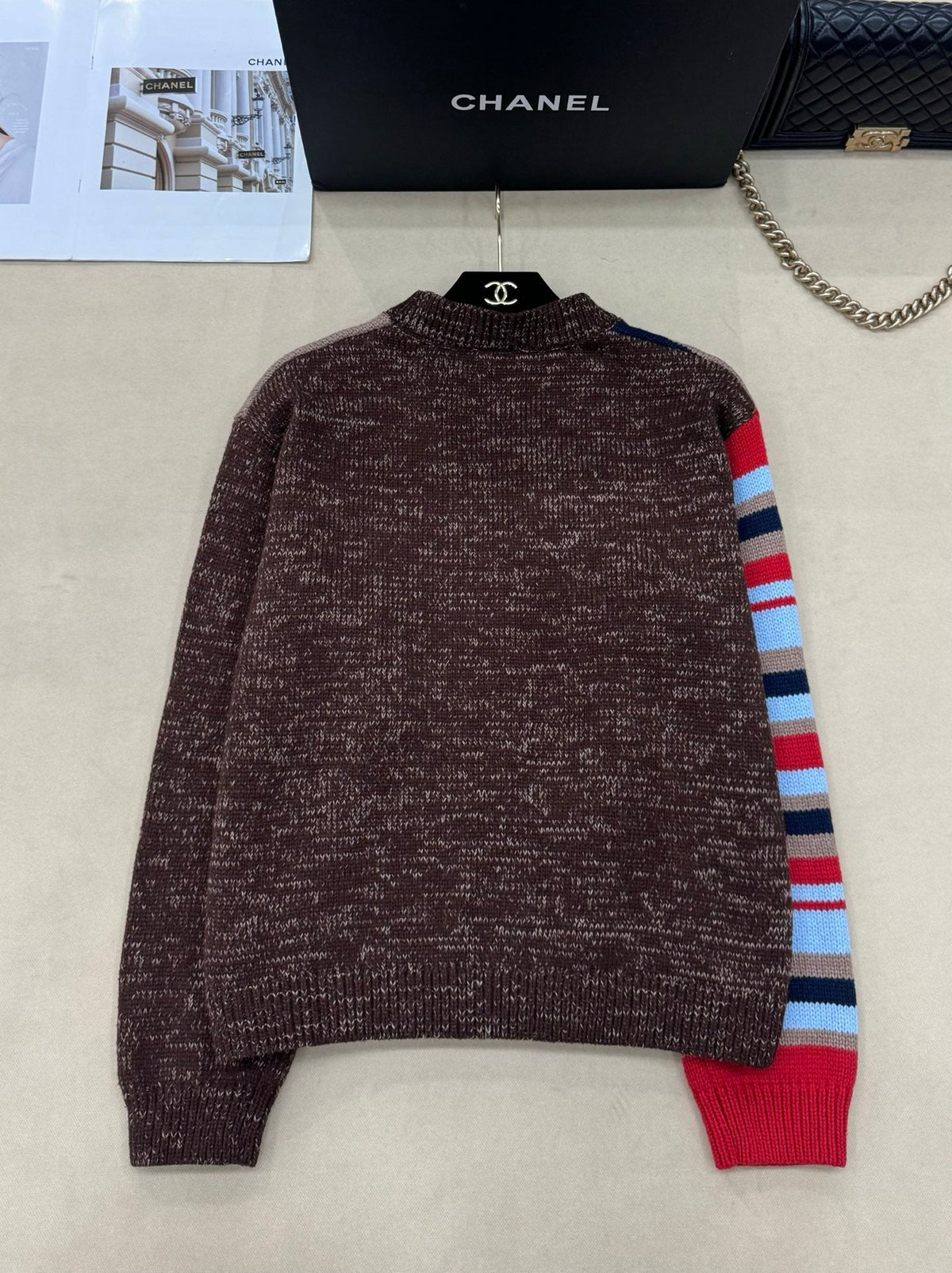 Chanel 26s Cardigan Multicolor Patchwork Knit 448135