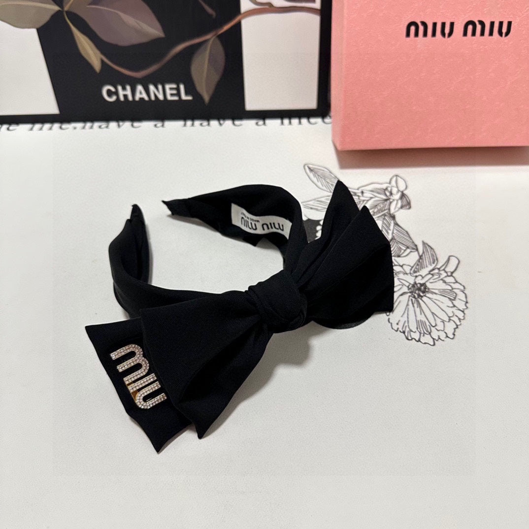 BIG BOW HEADBAND IN BLACK COTTON 432821