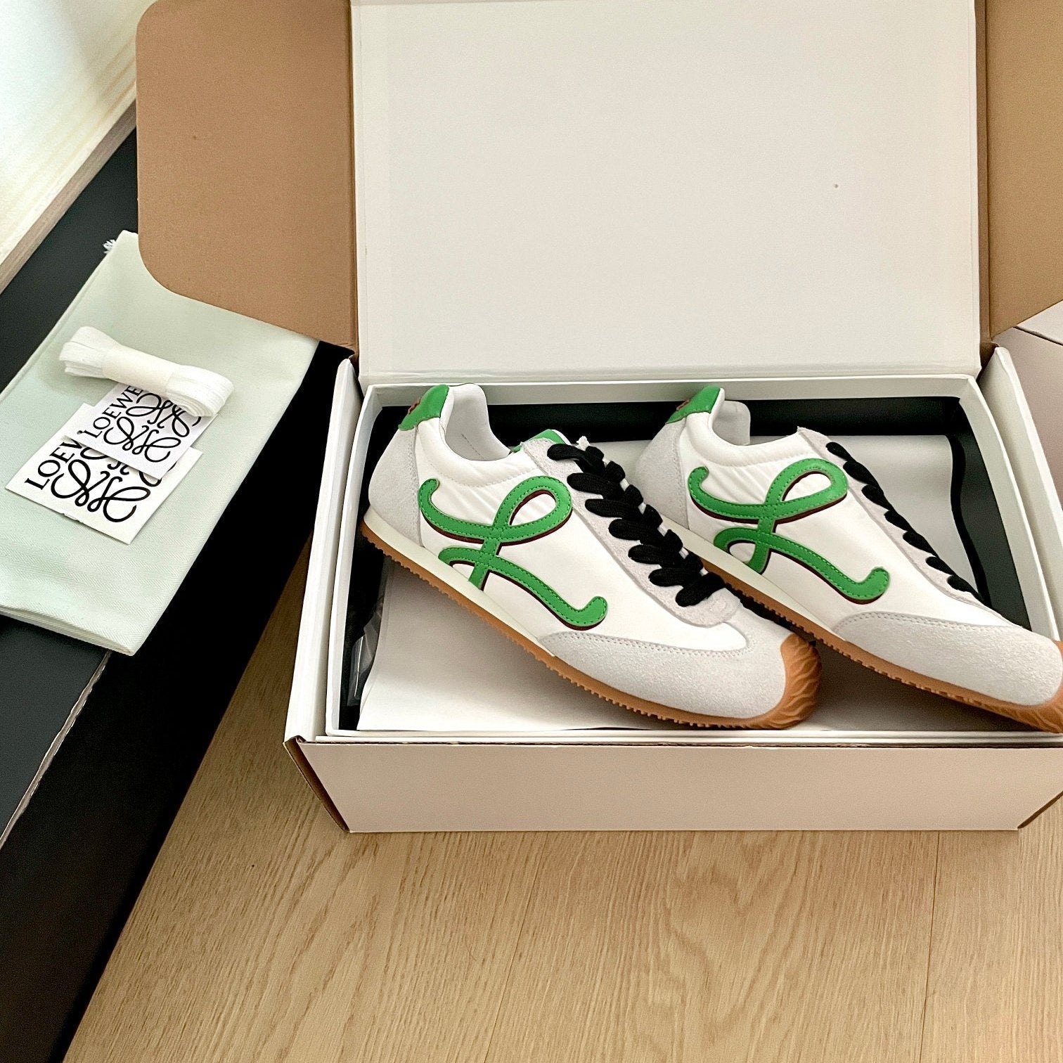 Loewe 26s Ballet Runner 2.0 In Light Gray Suede And White Nylon