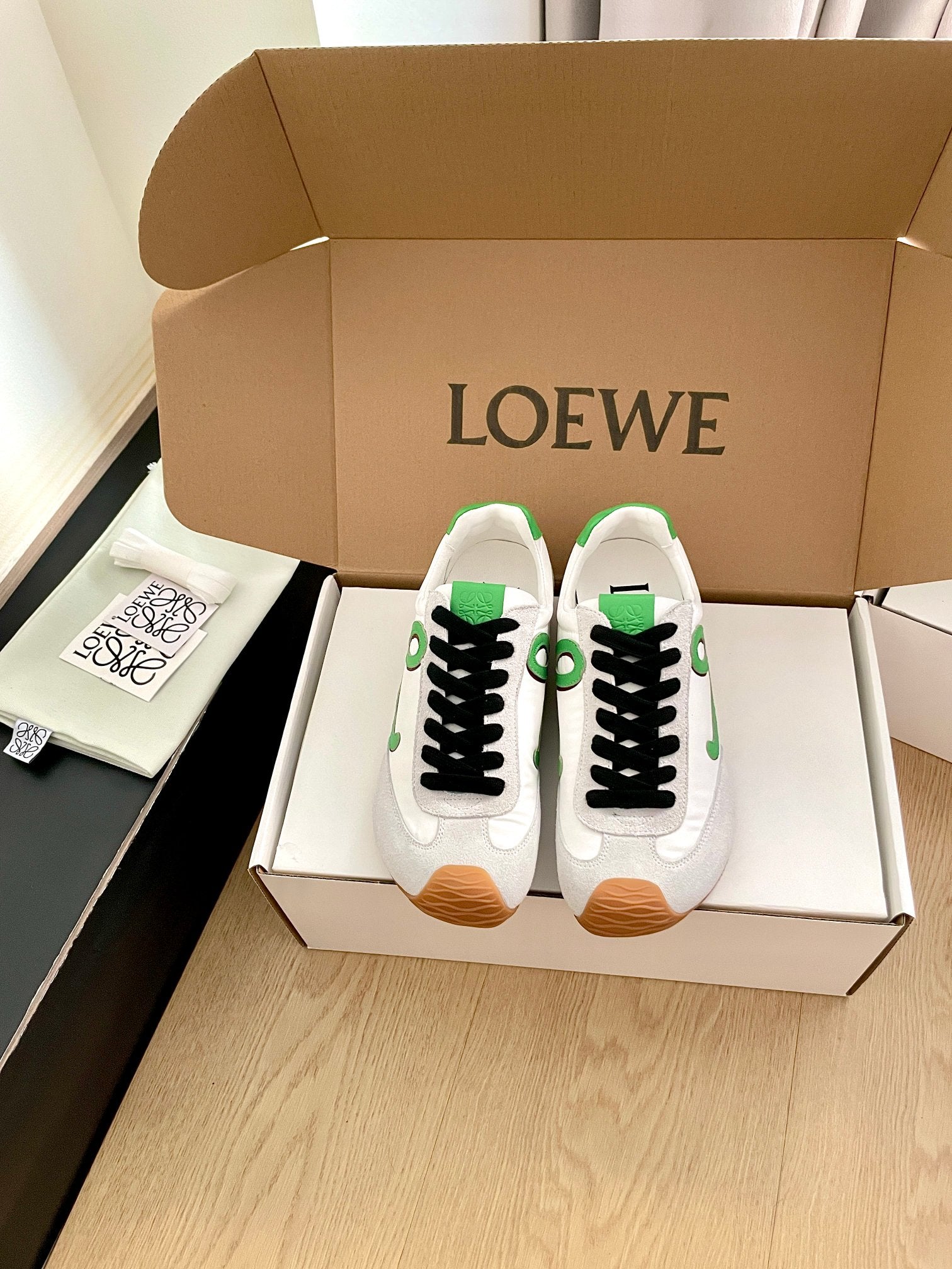 Loewe 26s Ballet Runner 2.0 In Light Gray Suede And White Nylon