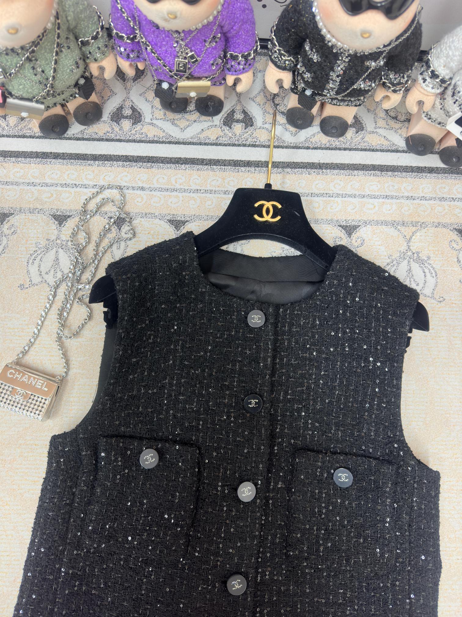 CC Tweed Vest Black Wool Polyamide 251933