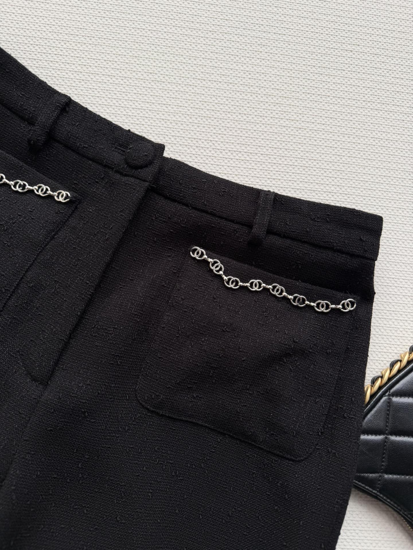CC 26s Flared Trousers Black Wool Viscose 338888