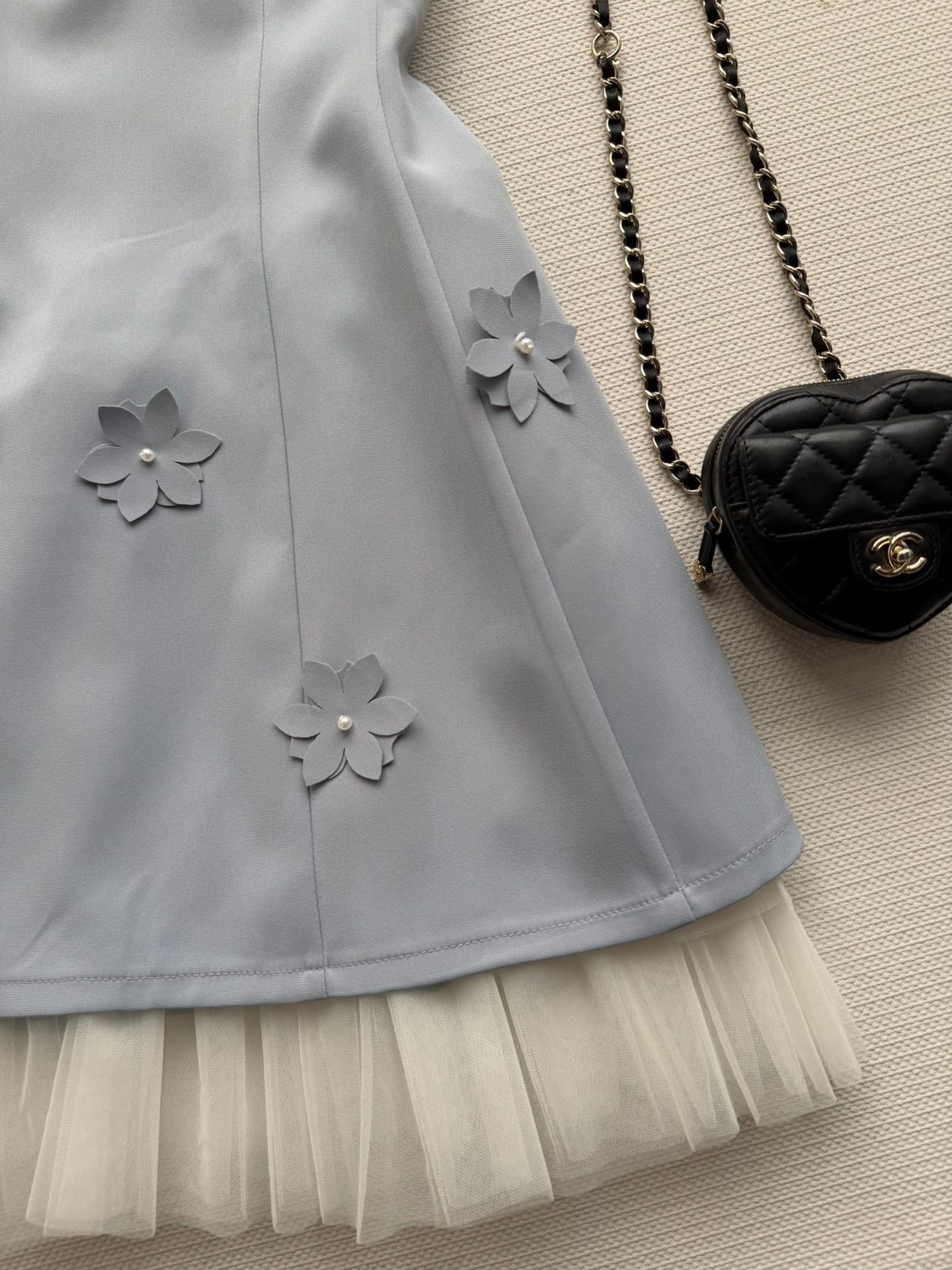 CC Bow-Tie Sleeveless Dress Light Blue Polyester 352969