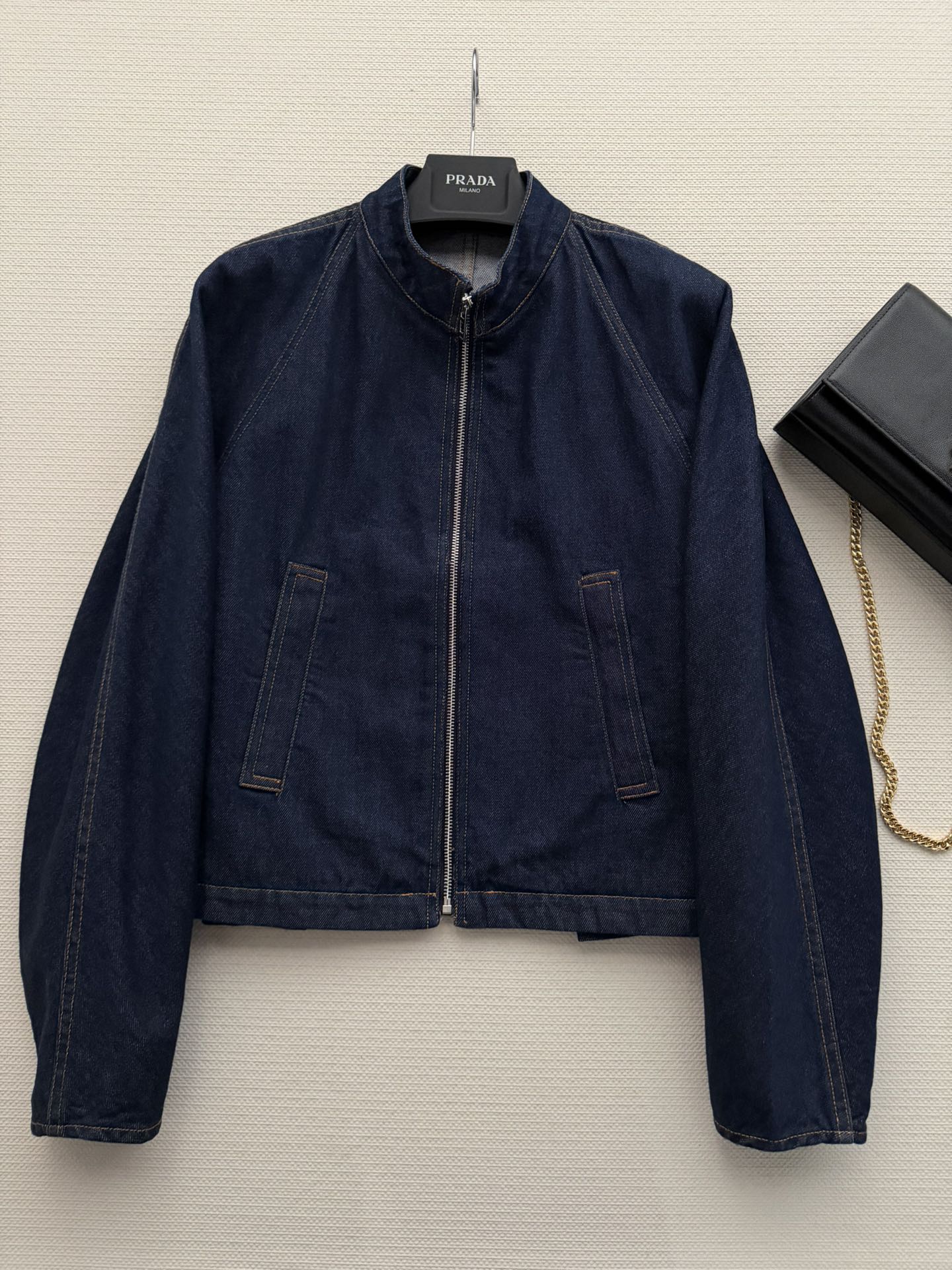 Alaia 26ss Stand-Collar Jacket Blue Denim 352935