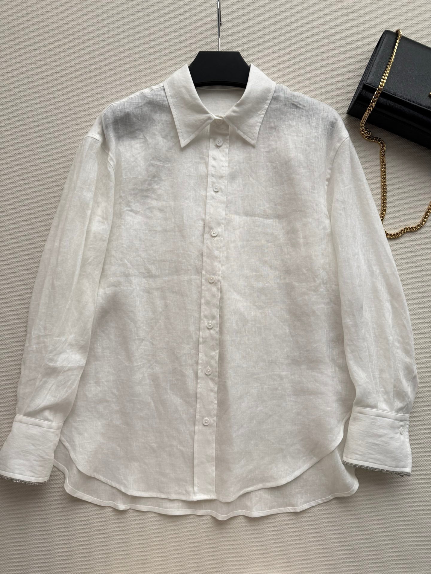 Brunello Long-Sleeved Shirt White Linen 352914
