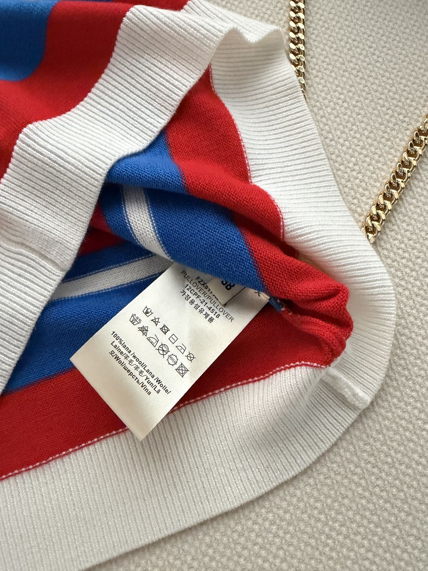 Fendi 26s Striped Polo Shirt Blue Red Knit 363767