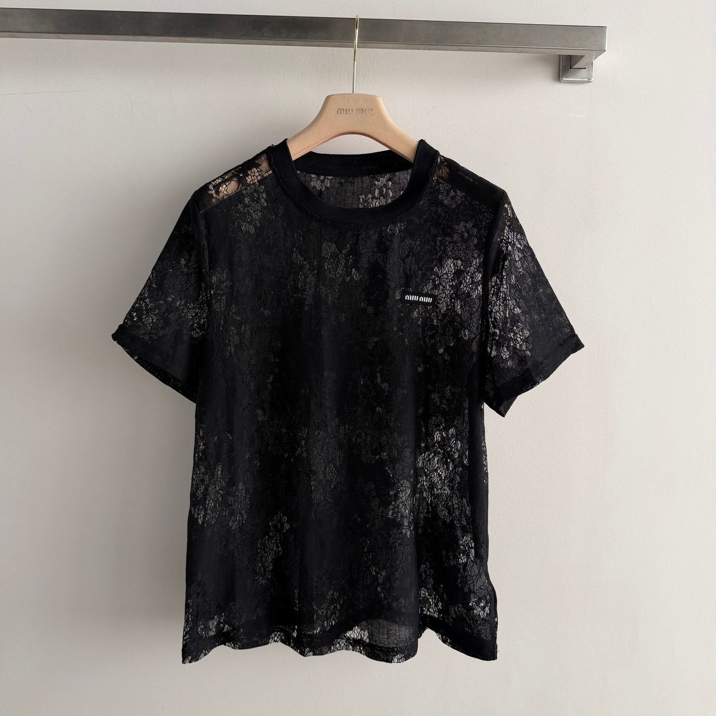 Miu 26s Lace Short Sleeve T-Shirt 1229