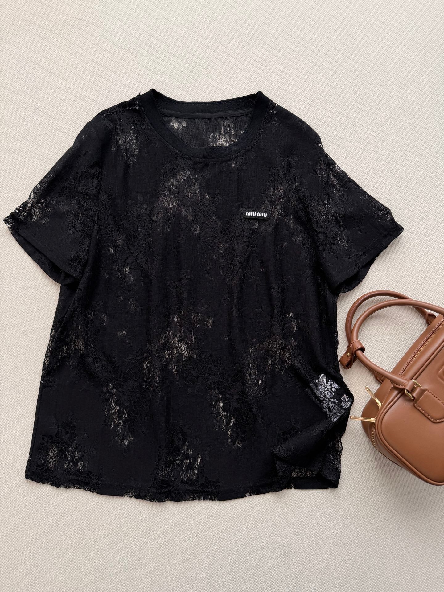 Miu 26s Lace Short Sleeve T-Shirt 1229
