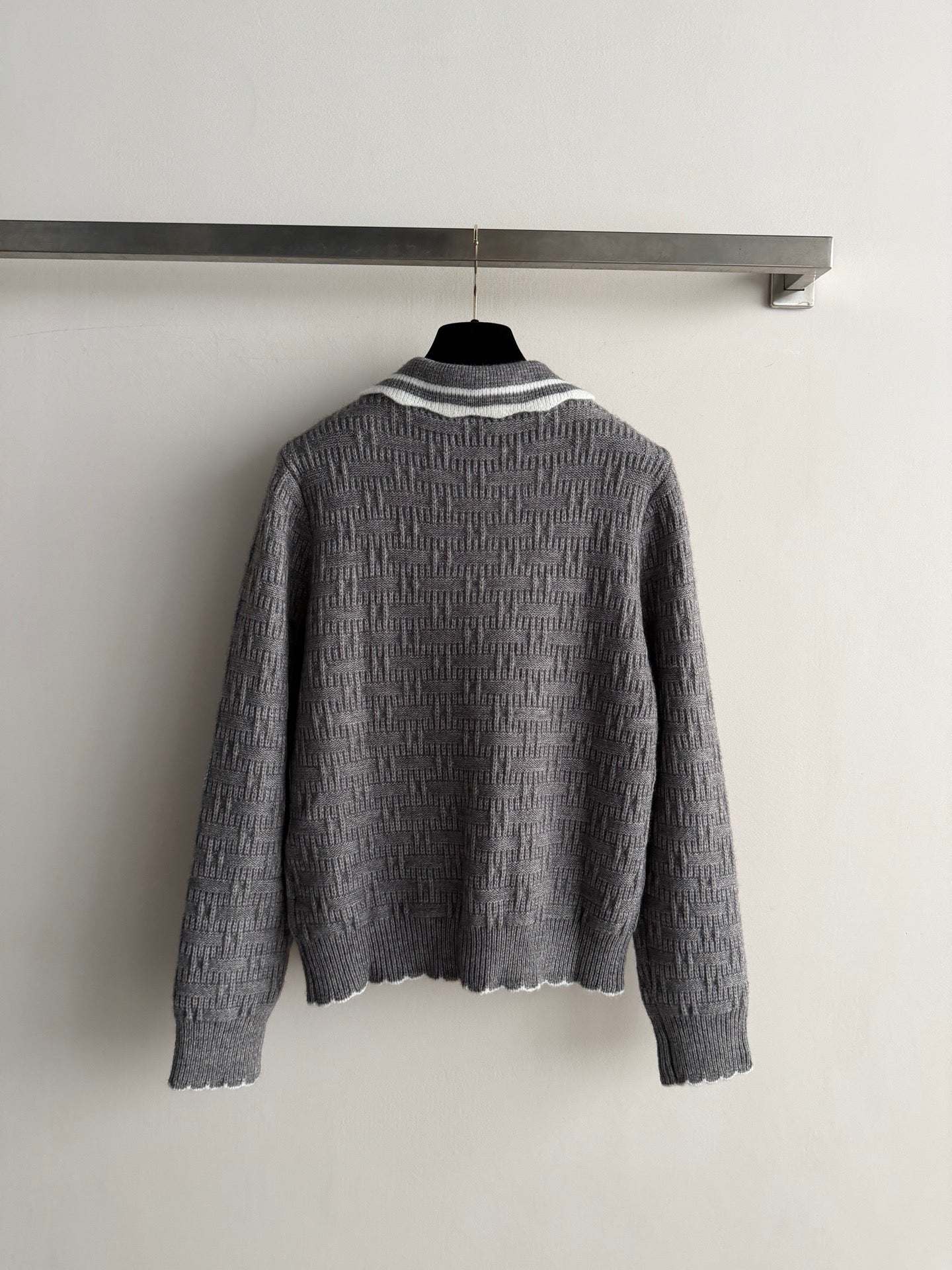 CC 26s Polo Knit Top Grey Wool 417721