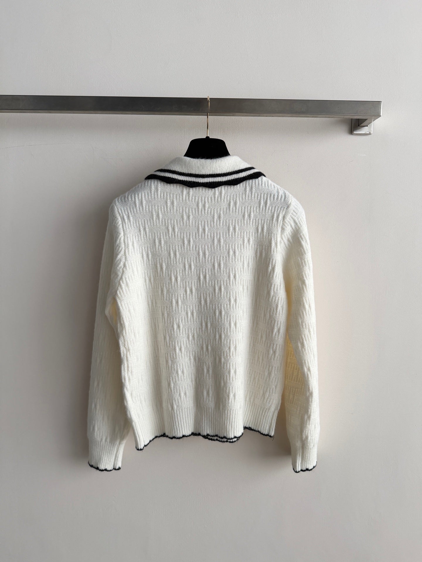 CC 26s Polo Knit Top White Wool 417719