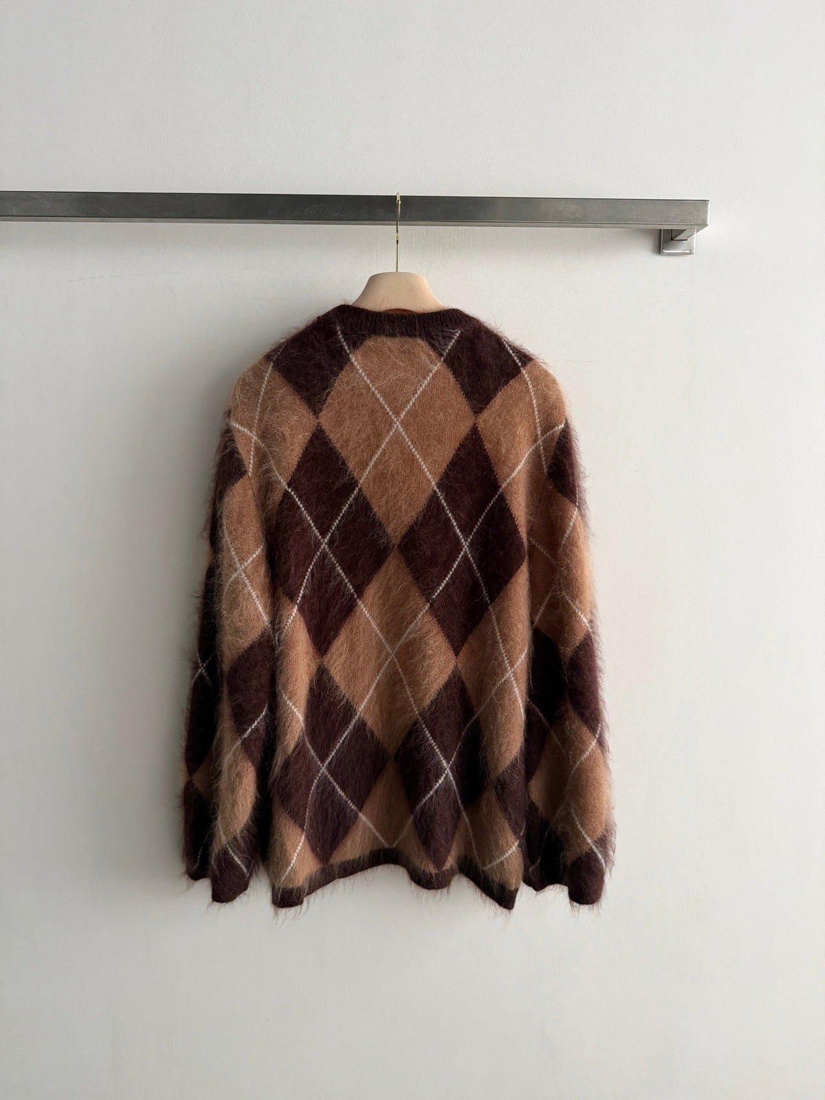 Miu Miu 26s Sweater Brown Argyle Knit 447314