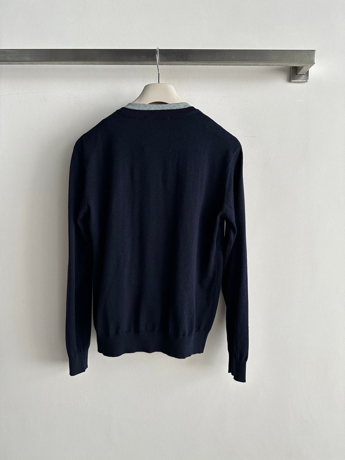 Miu Miu 26s Cardigan Navy Layered Knit 447309
