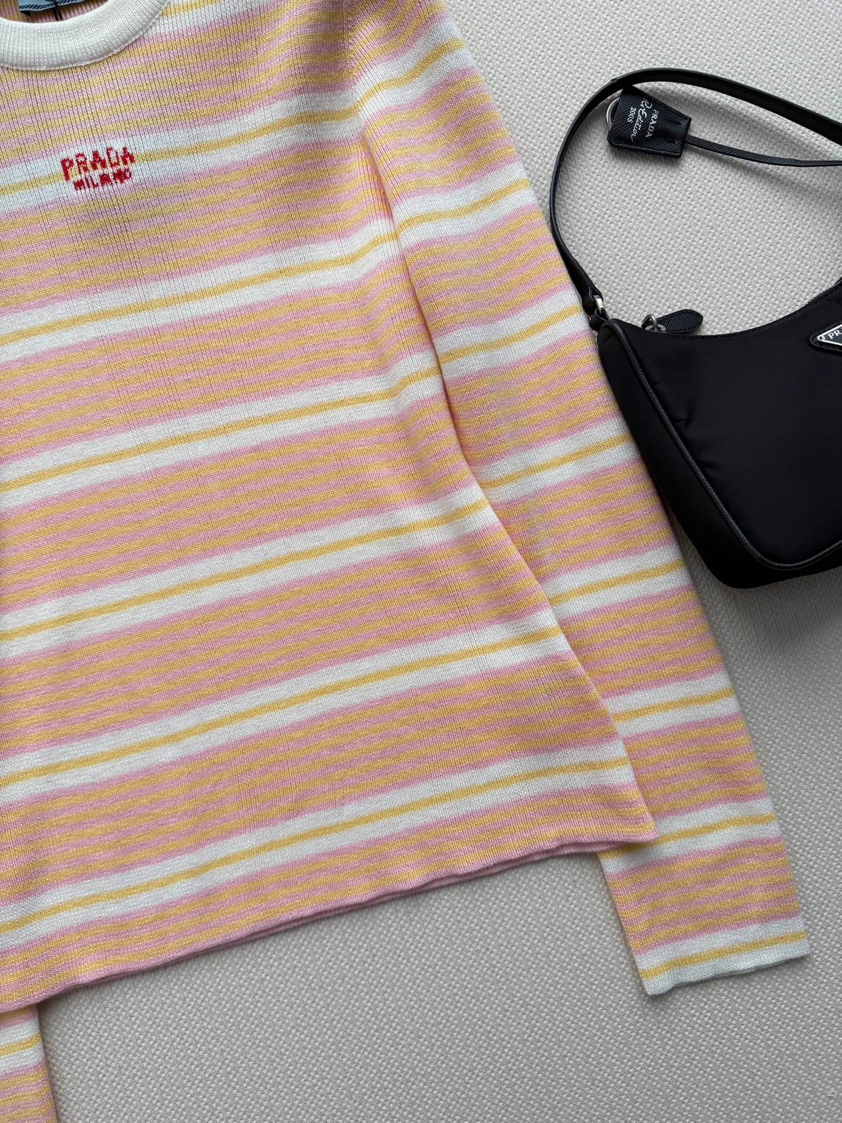 Prada 26s Sweater Orange Striped Knit 447259
