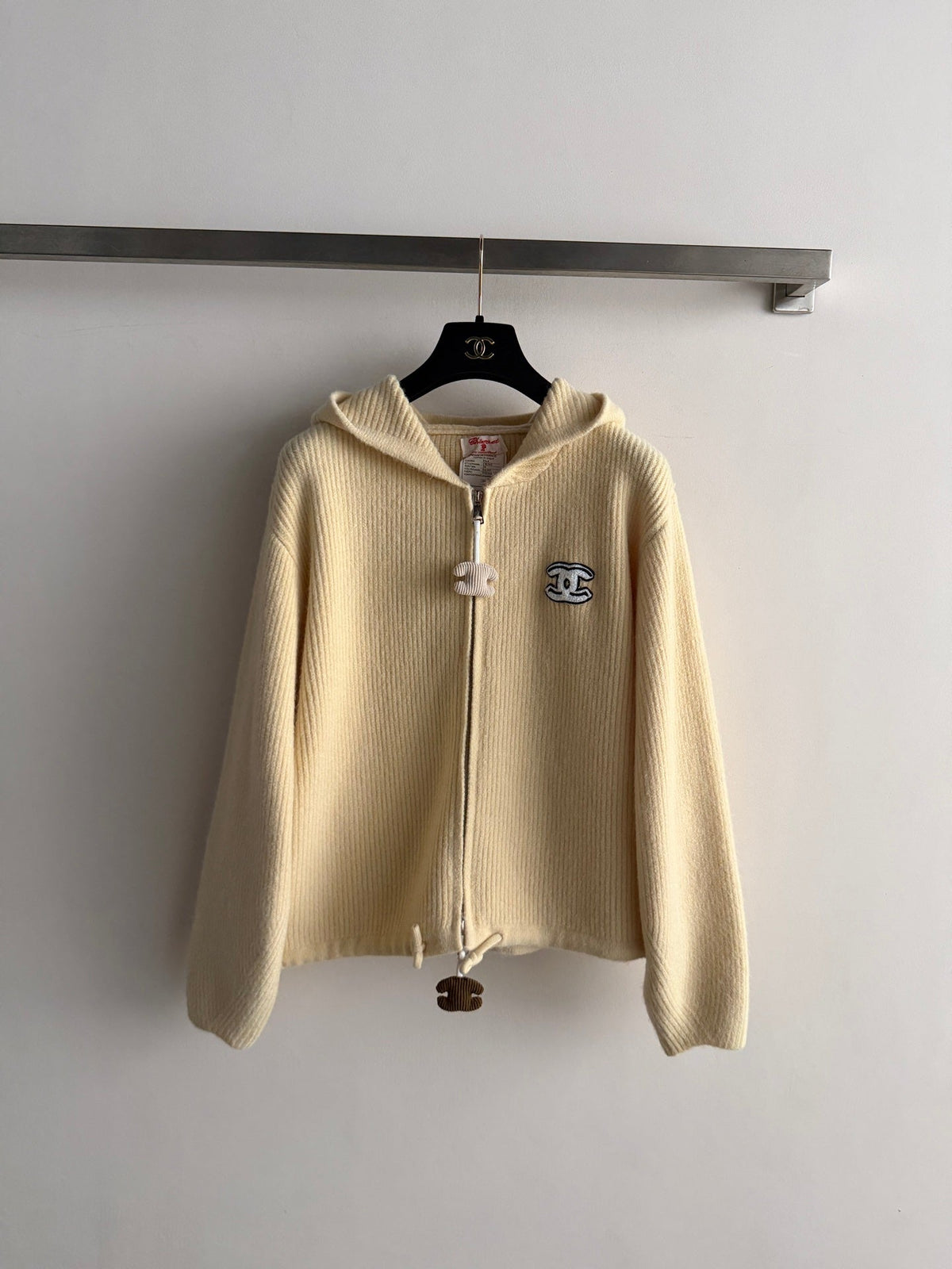 Chanel 26s Hoodie Yellow Ribbed Knit 447248
