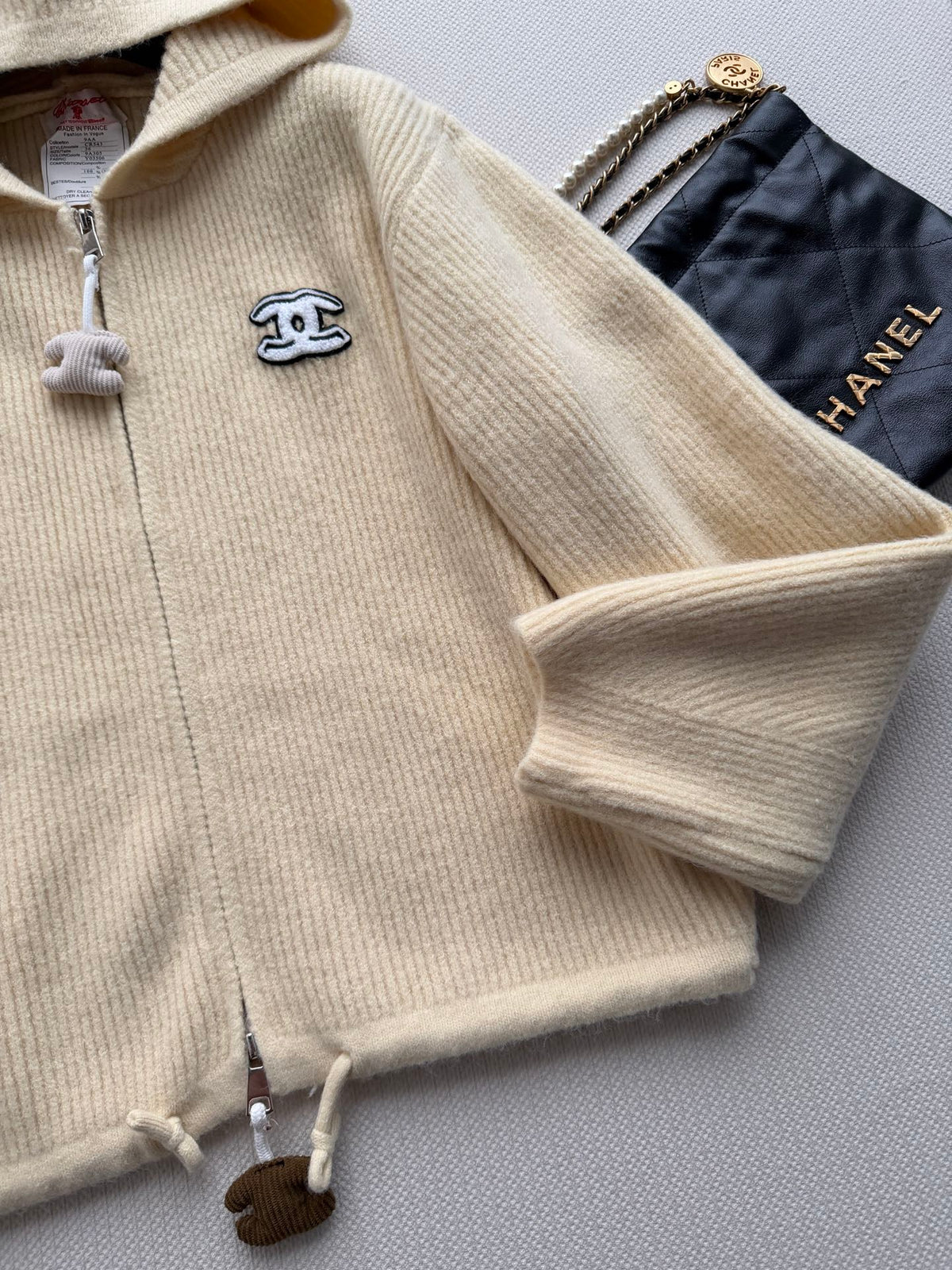 Chanel 26s Hoodie Yellow Ribbed Knit 447248