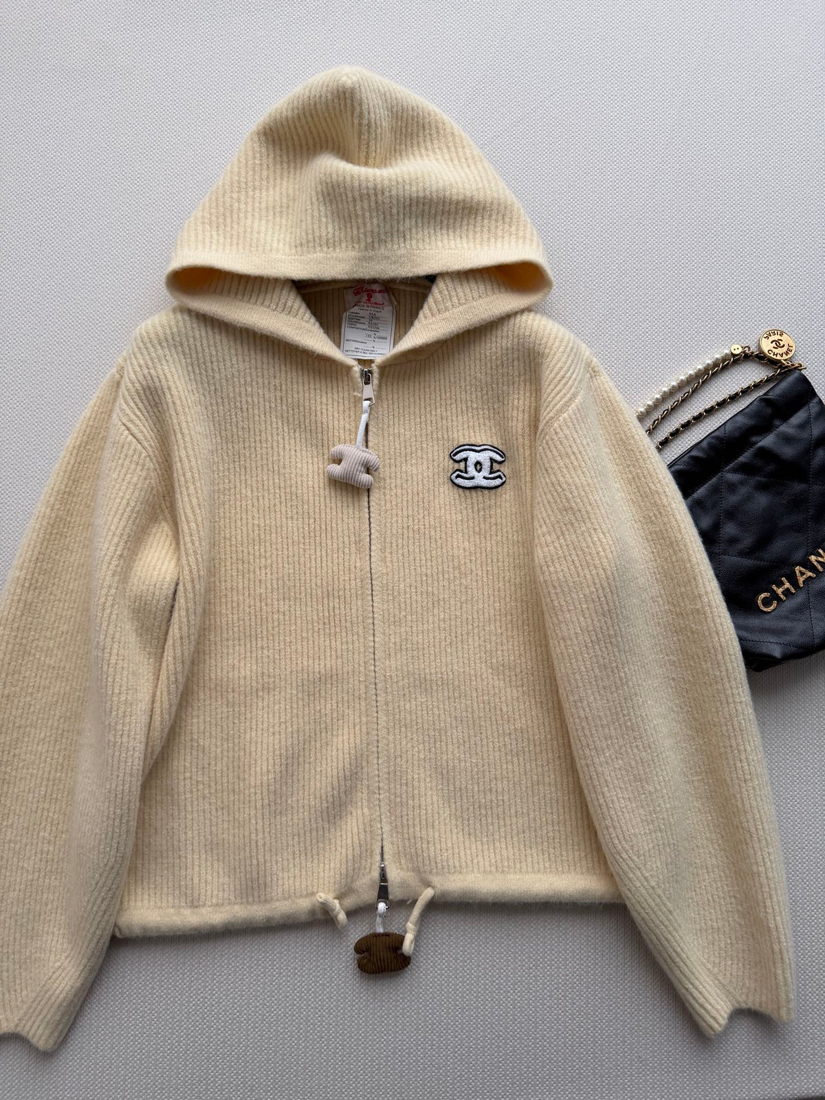 Chanel 26s Hoodie Yellow Ribbed Knit 447248