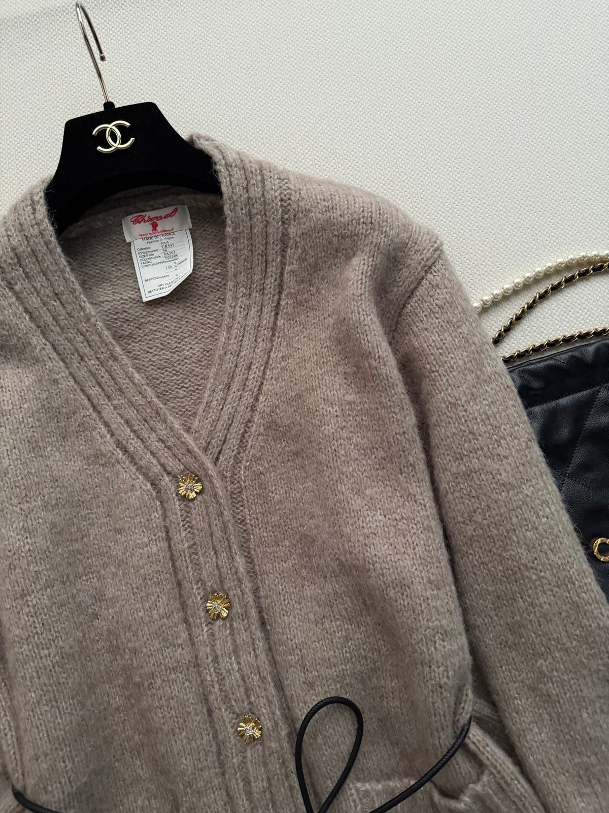 Chanel 26s Cardigan Beige Belted Knit 447138