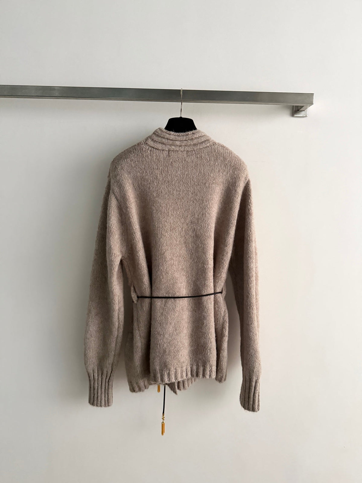 Chanel 26s Cardigan Beige Belted Knit 447138