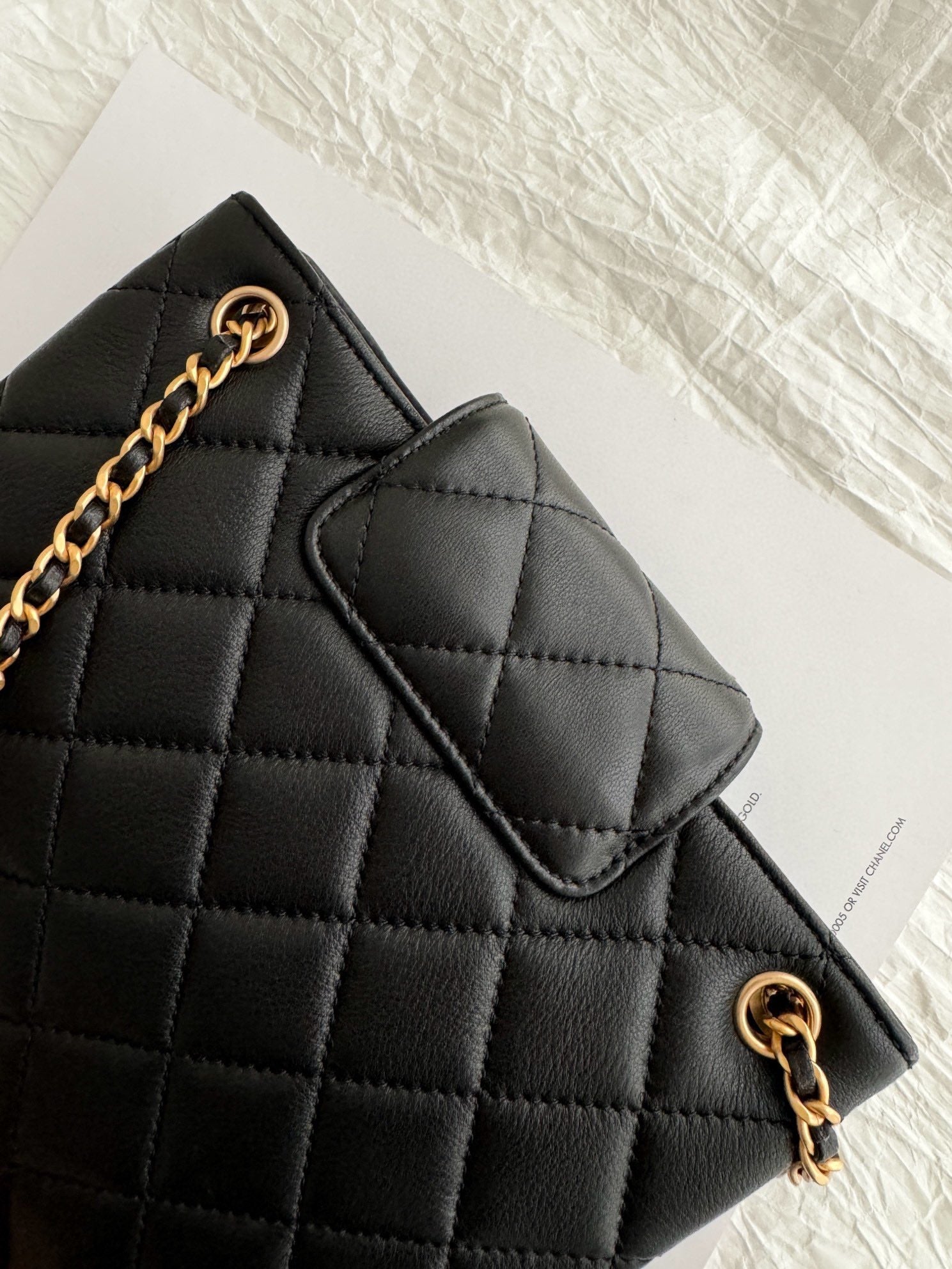 24c cc small shopping bag 21cm black lambskin gold hardware