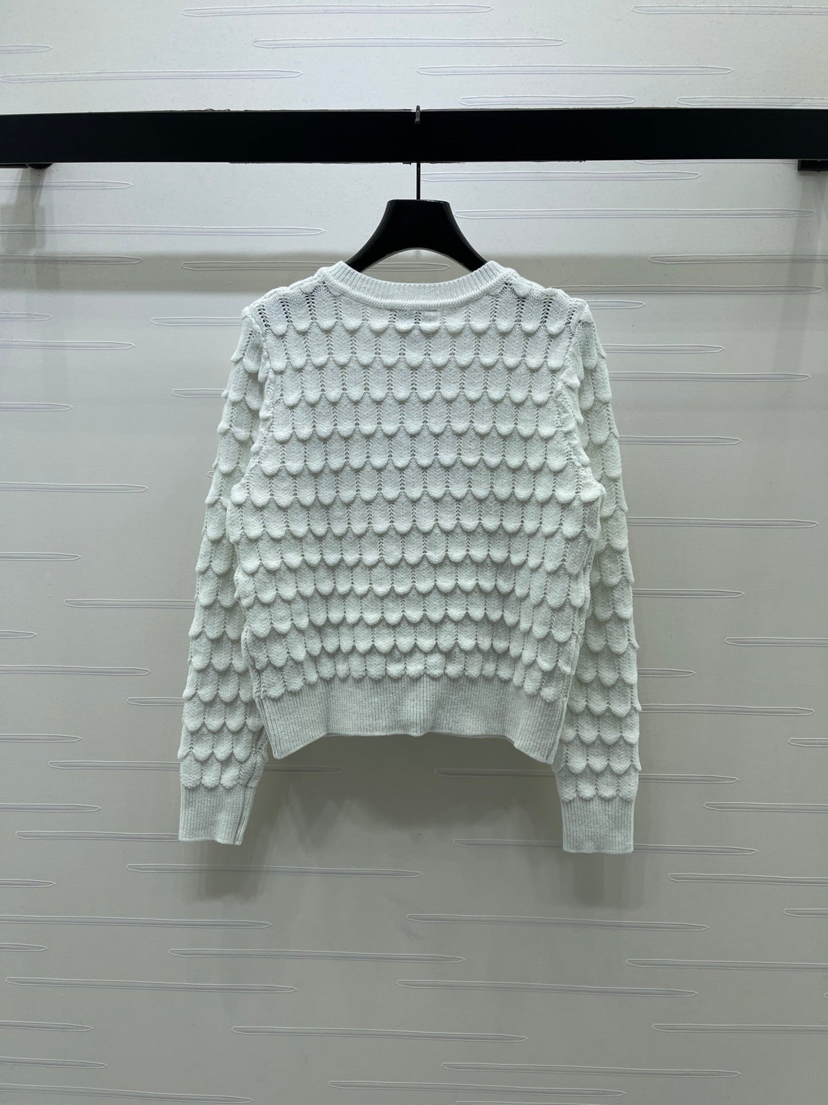 Chanel Cardigan White Scalloped Knit 446581
