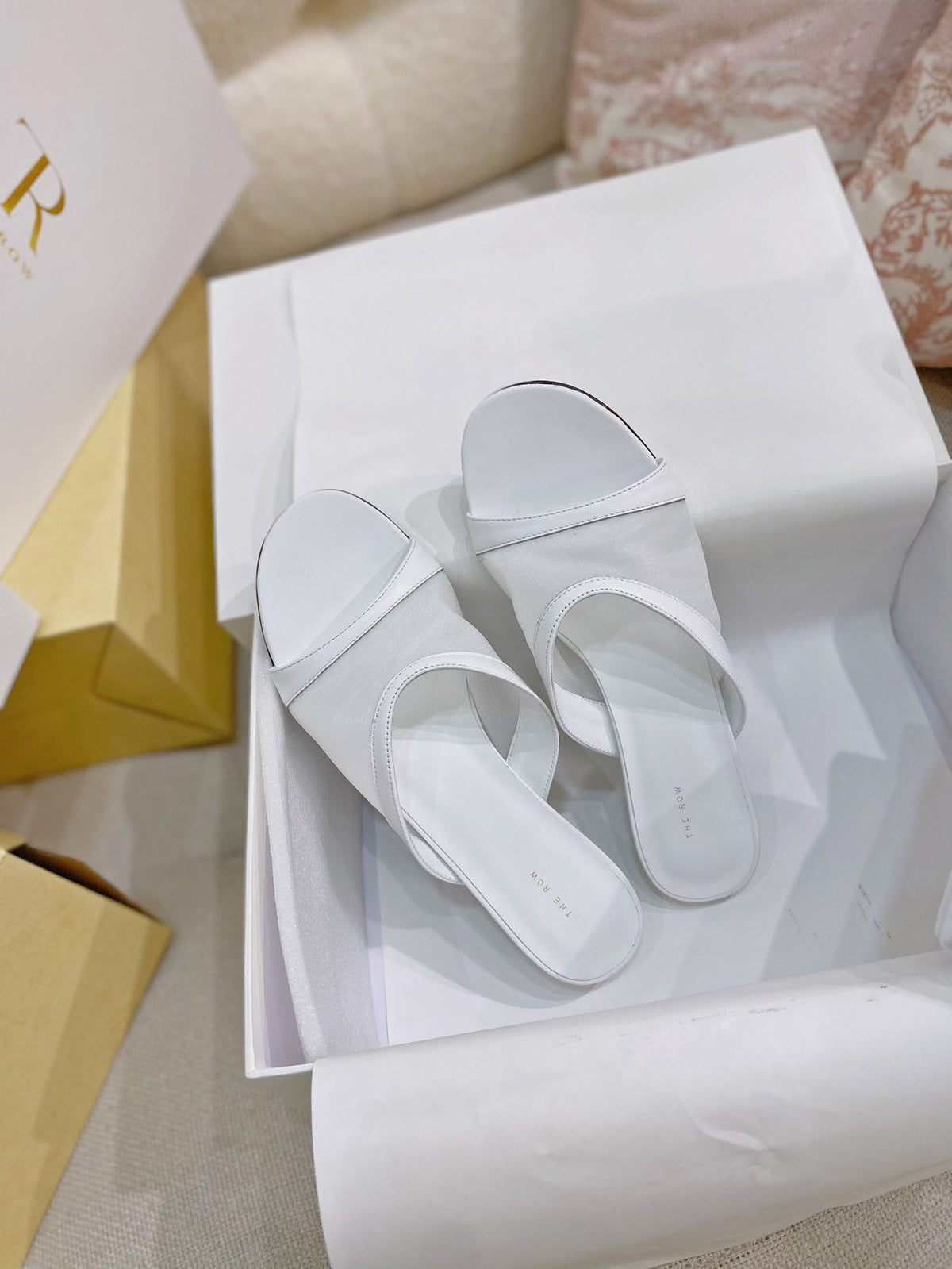 The Row 26s Mules White Mesh Leather 156120