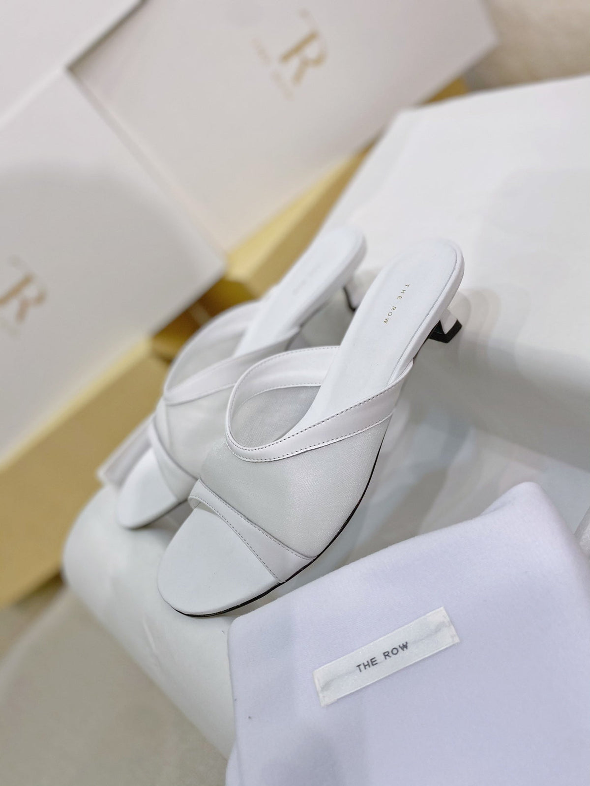 The Row 26s Mules White Mesh Leather 156120