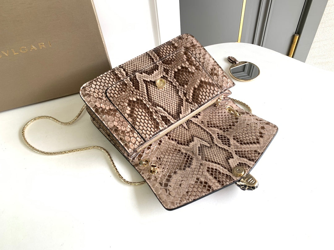 HANDBAG 25 IN GREY SHINY PYTHON LEATHER