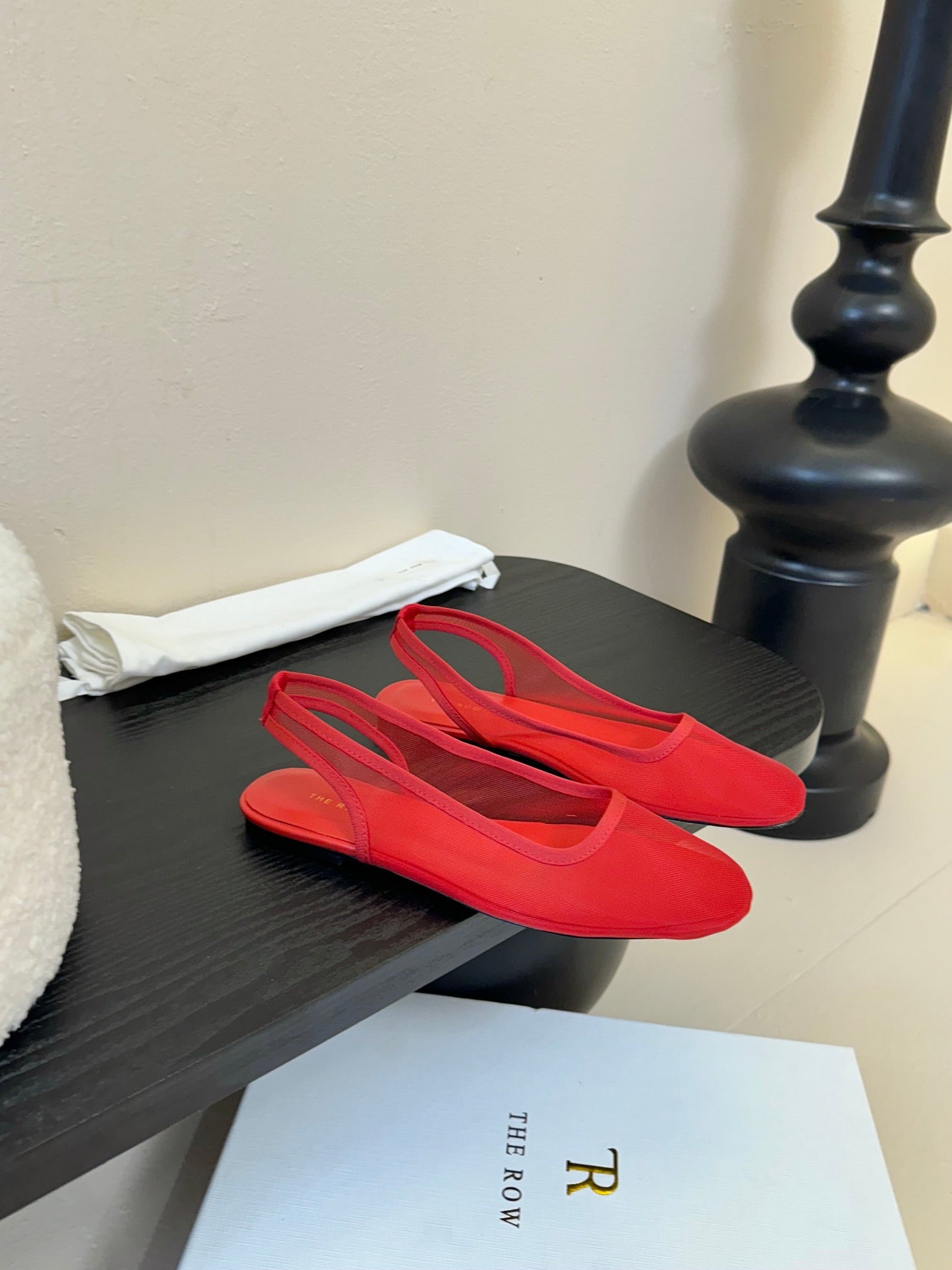 The Row Slingback Flat Red Mesh And Sheepskin 334164
