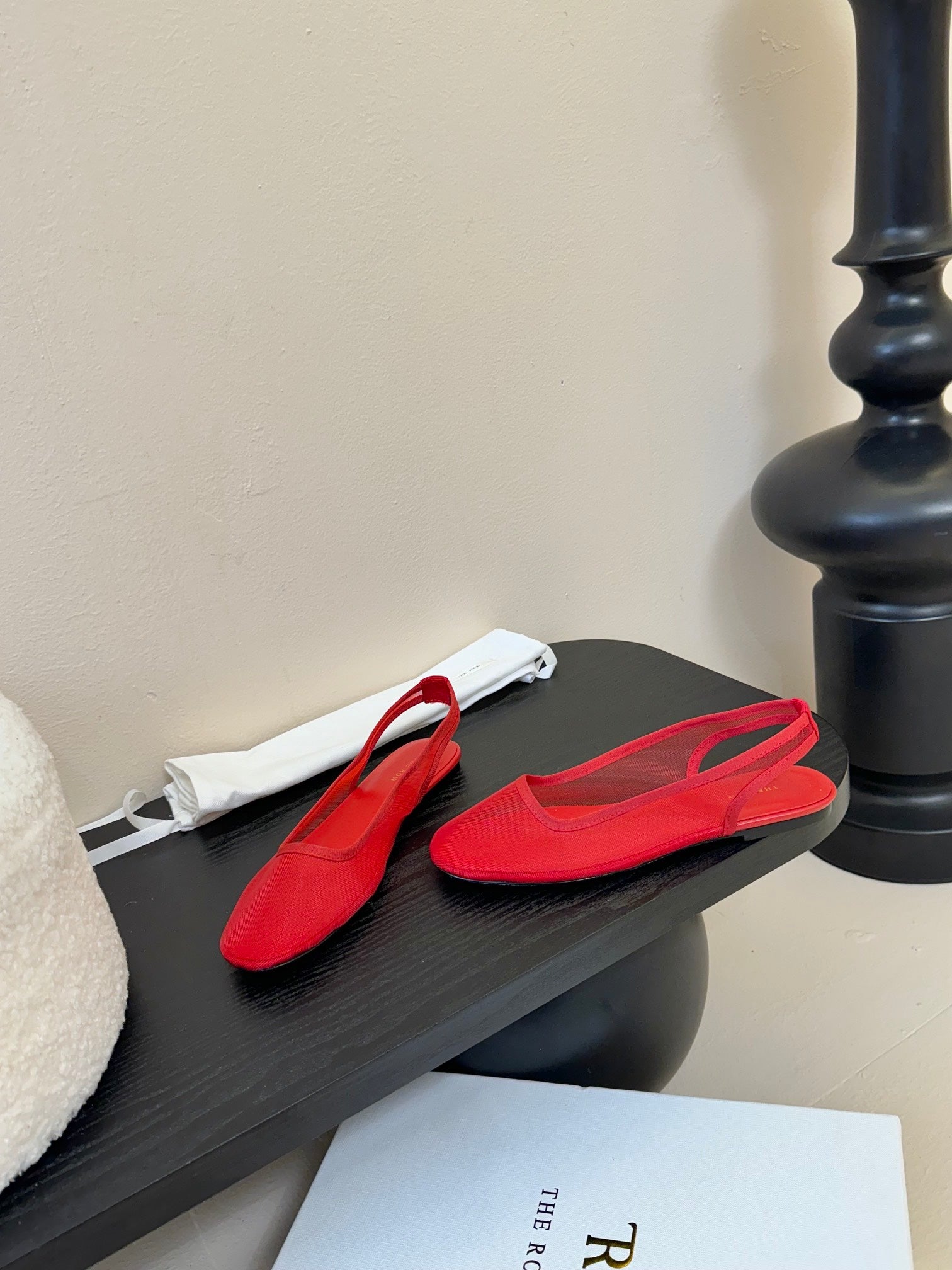 The Row Slingback Flat Red Mesh And Sheepskin 334164