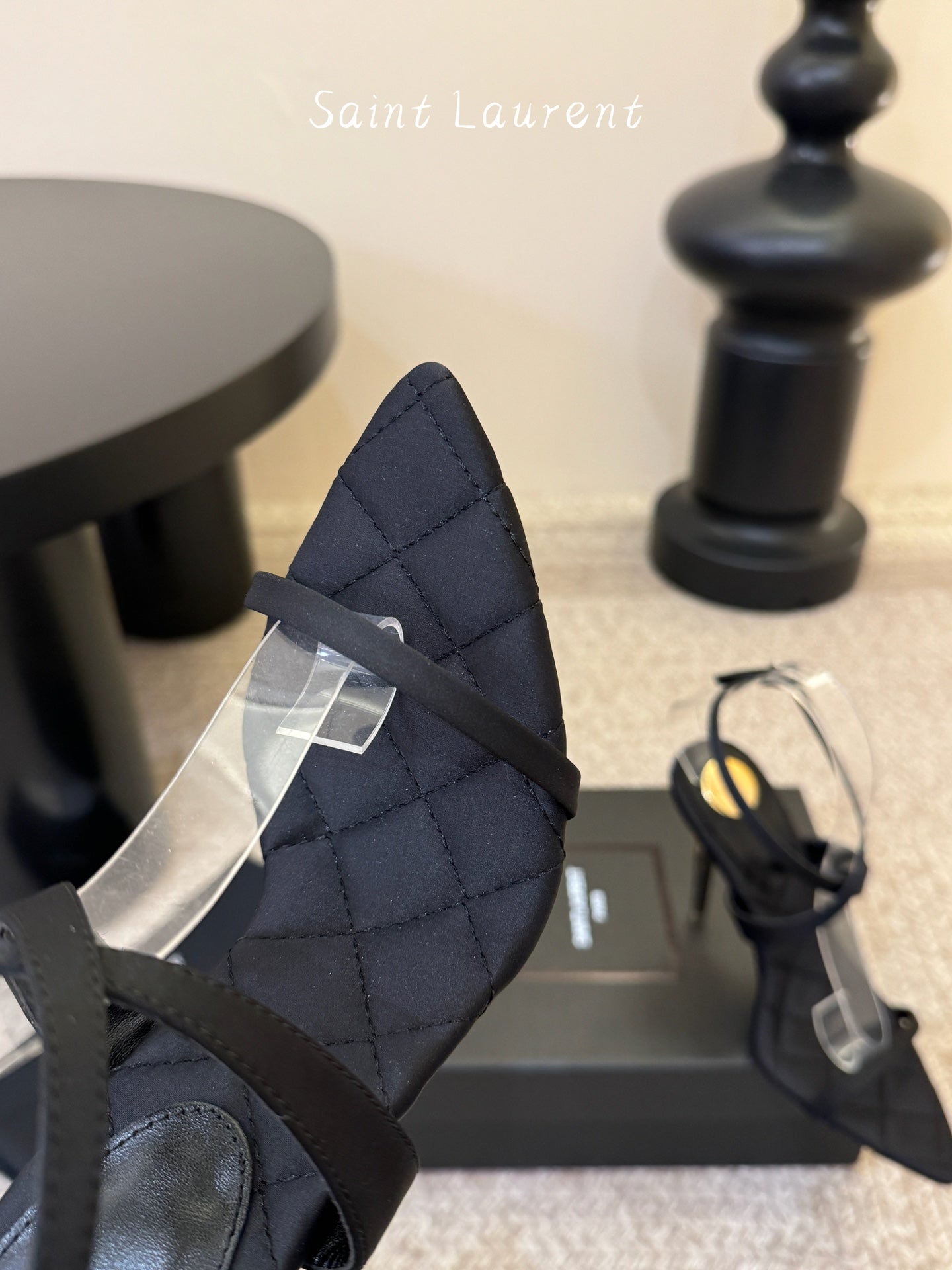 YSL Ivresse Sandals 11cm Black Satin 934324