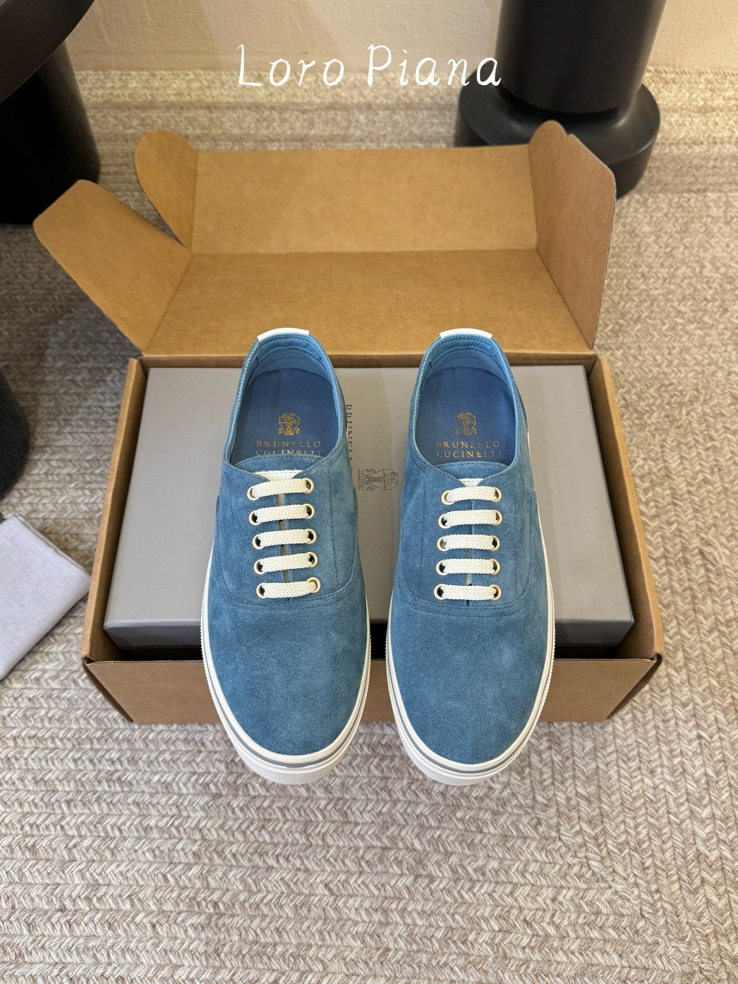Brunello 26s Lace-Up Sneakers Blue Suede