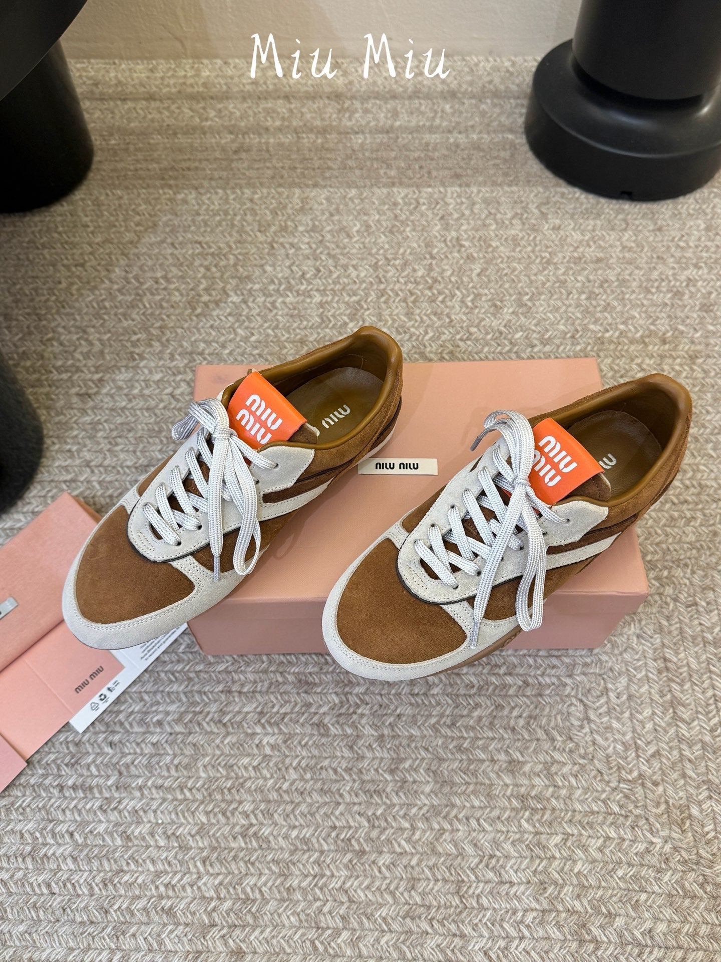 Miu Gymnasium Sneakers Brown Off White Suede 942011