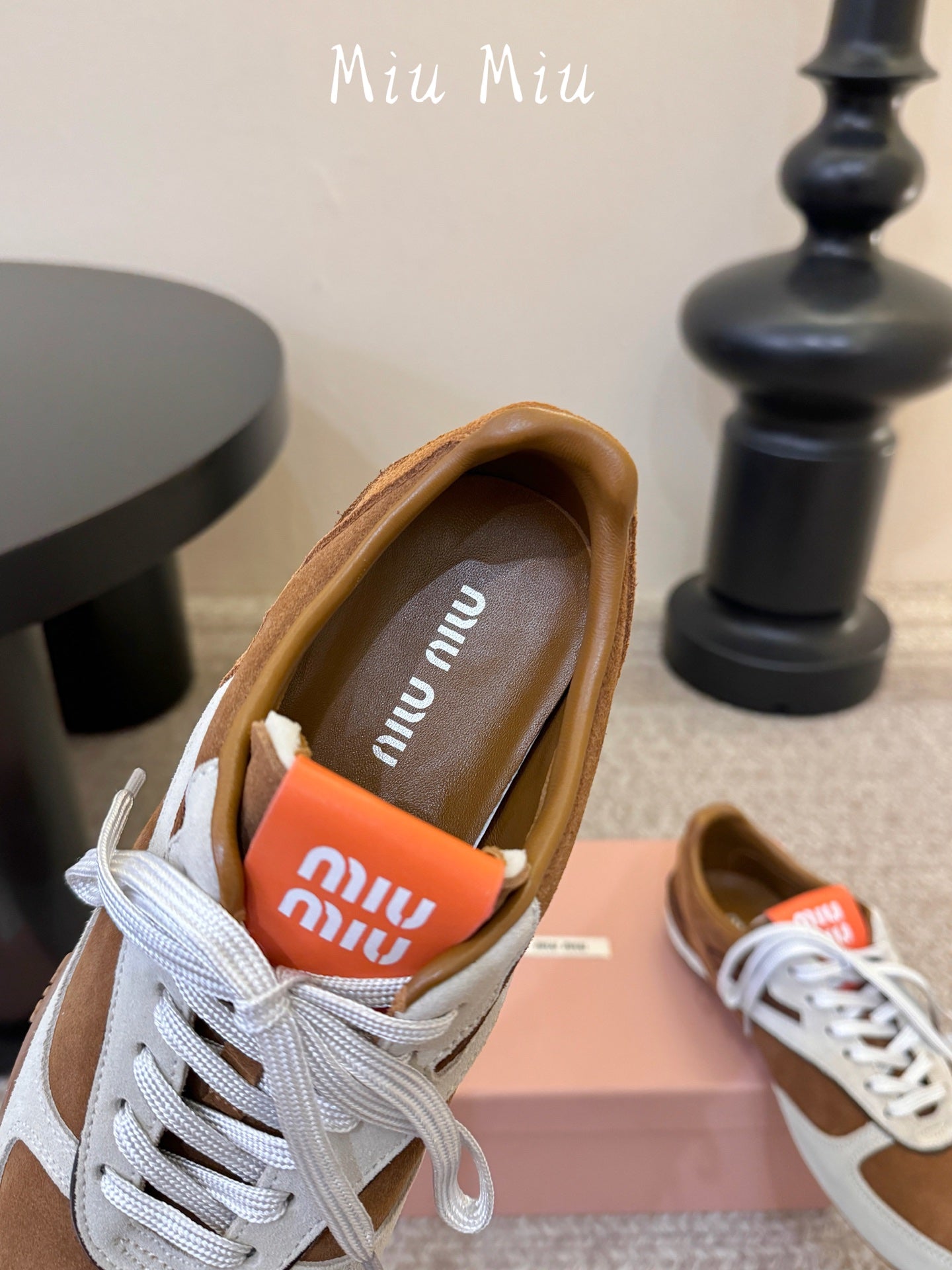 Miu Gymnasium Sneakers Brown Off White Suede 942011