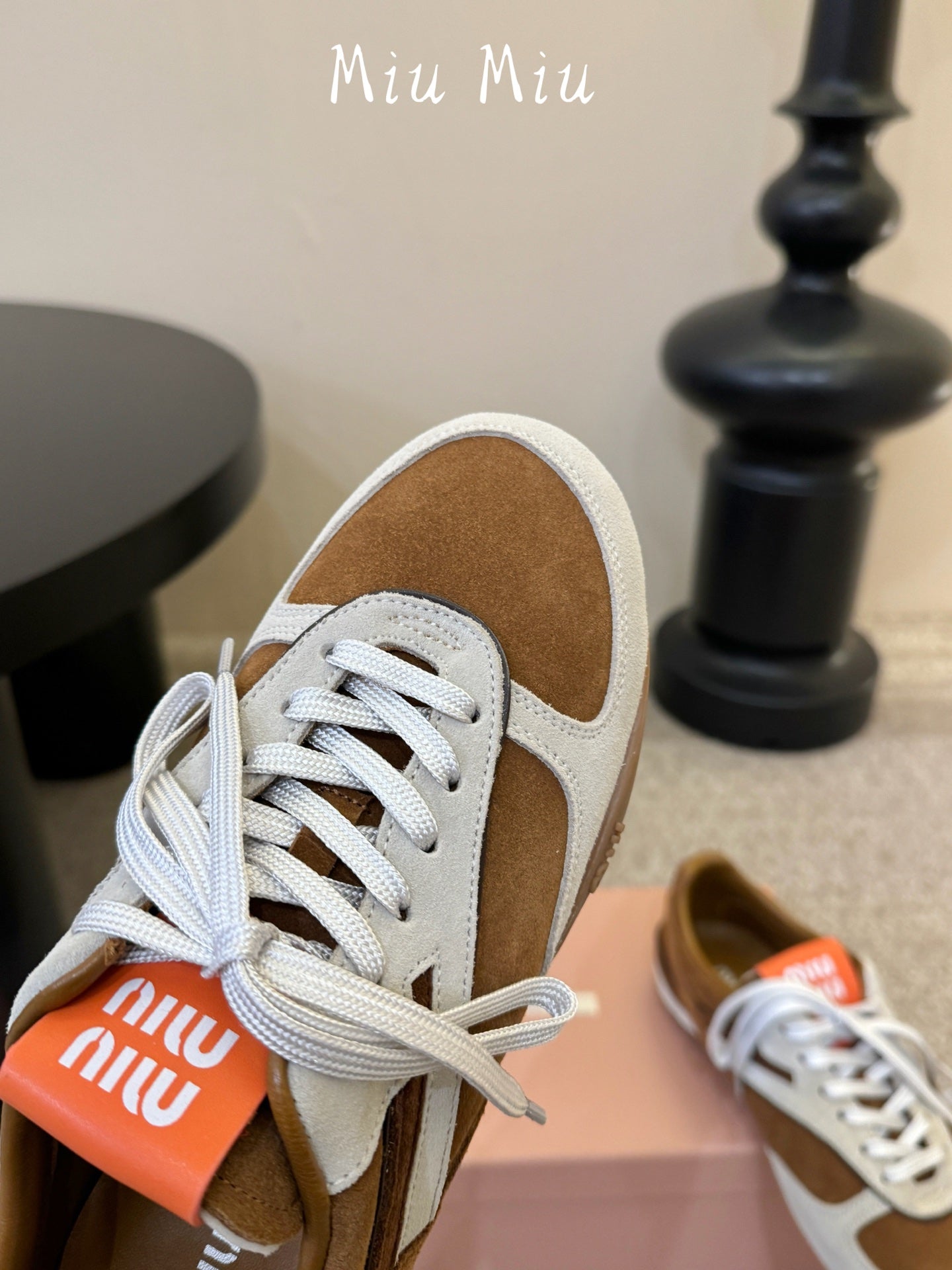 Miu Gymnasium Sneakers Brown Off White Suede 942011