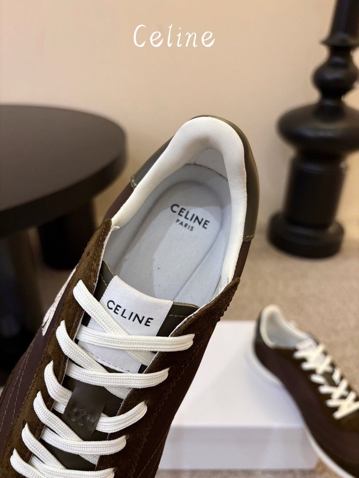 Celine 26s Racer Sneaker Coffee Nylon Suede 104879