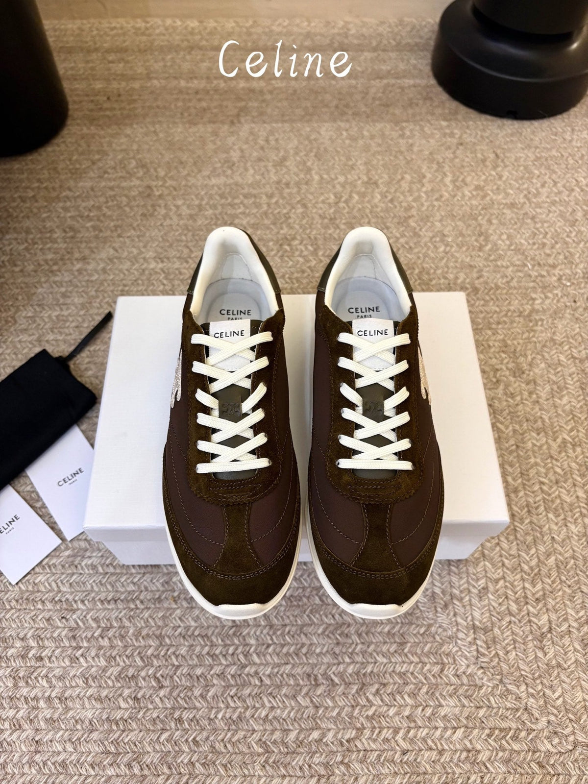 Celine 26s Racer Sneaker Coffee Nylon Suede 104879