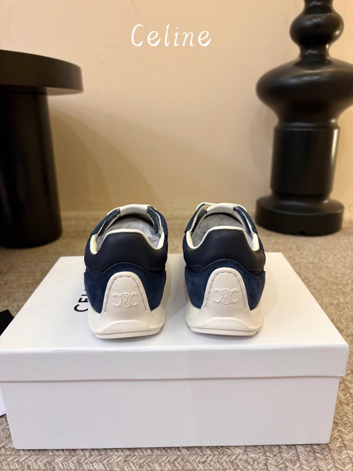 Celine 26s Racer Sneaker Blue Nylon Suede 104881