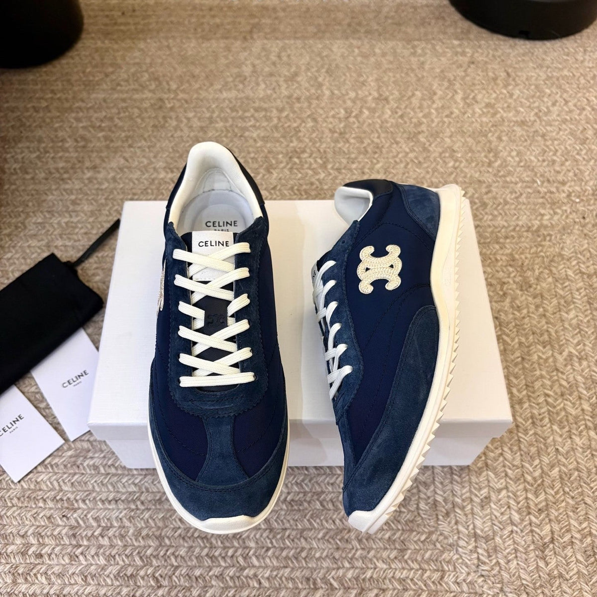 Celine 26s Racer Sneaker Blue Nylon Suede 104881