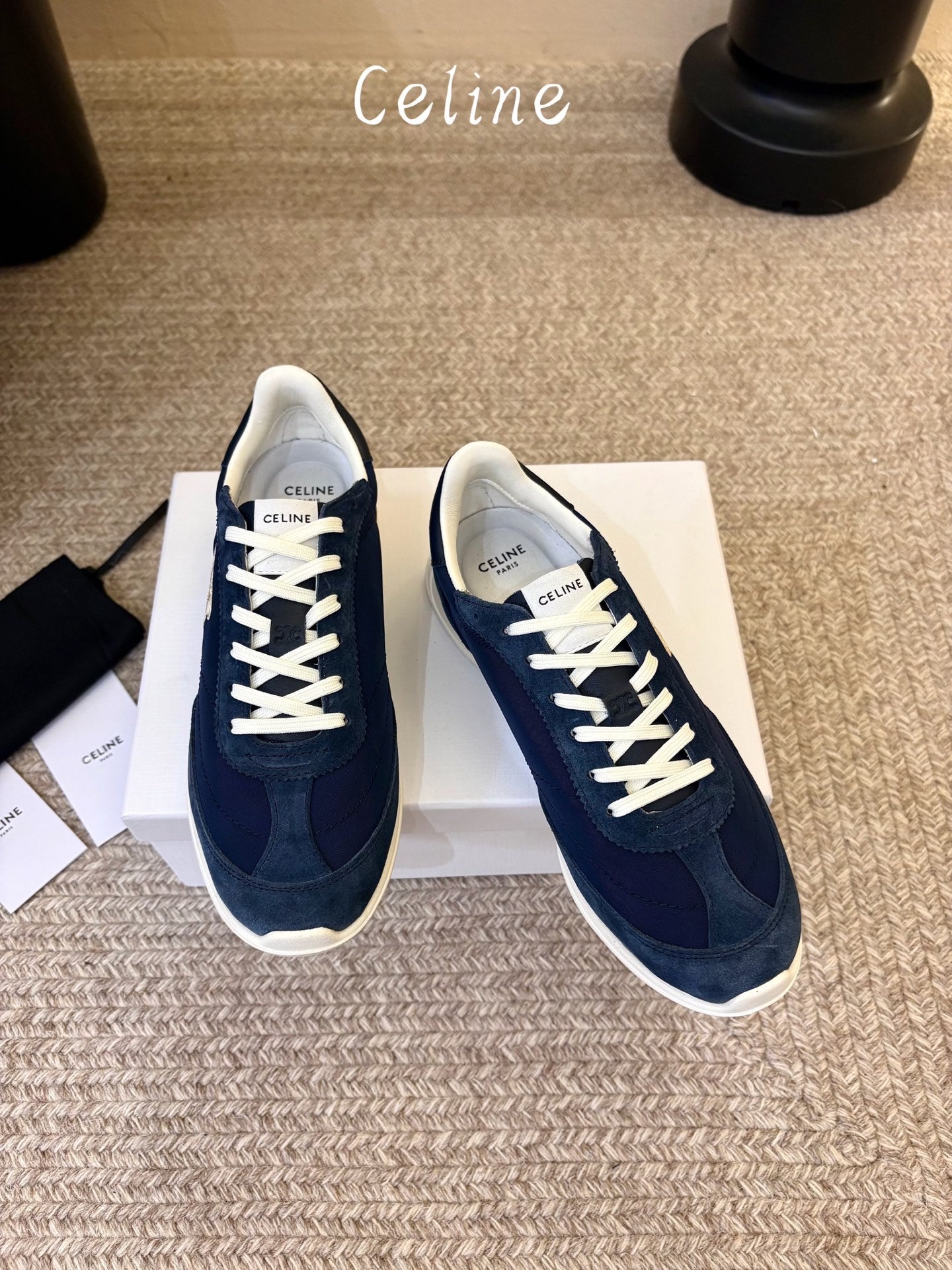 Celine 26s Racer Sneaker Blue Nylon Suede 104881
