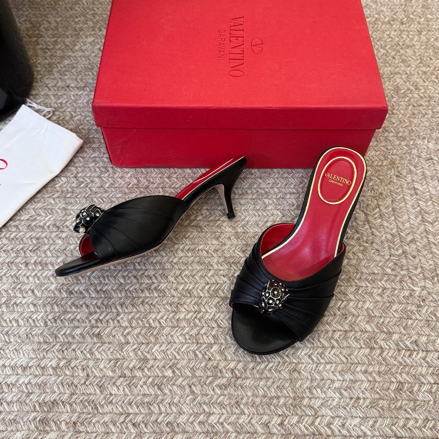 VT 26s Panthea Mules 55mm Black Goatskin 104714