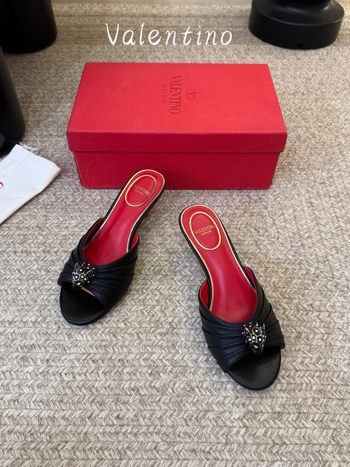 VT 26s Panthea Mules 55mm Black Goatskin 104714