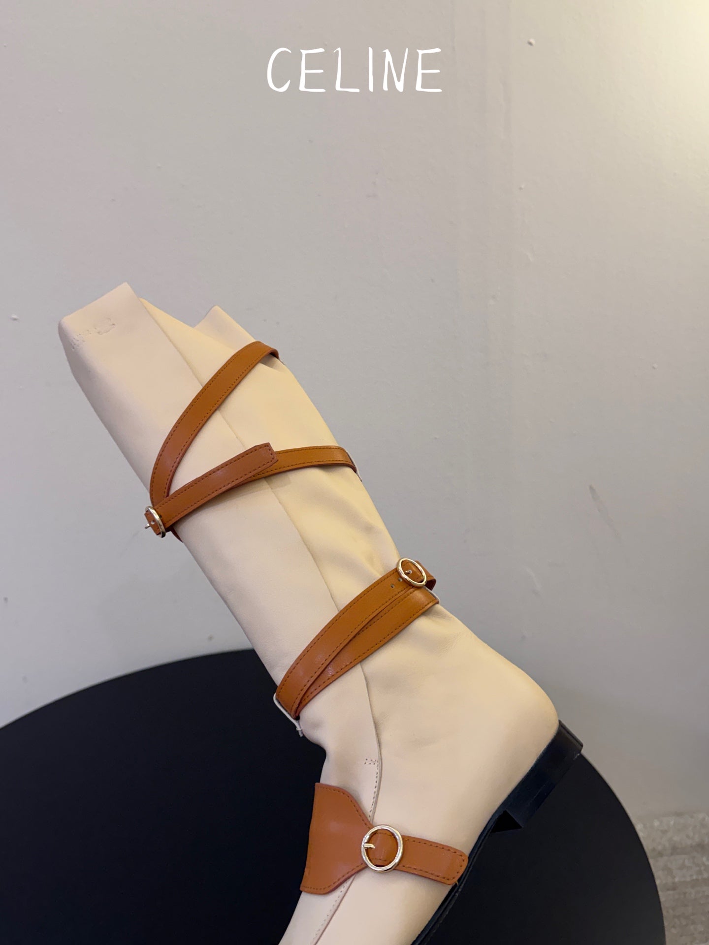 Celine 26s Pirate Boots Beige Tan Brown Lambskin104894