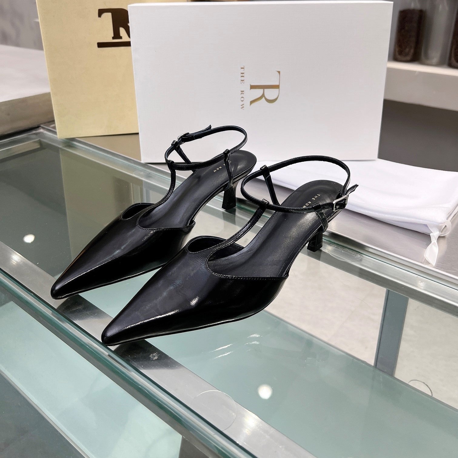 The Row 26s Pointed-Toe Slingbacks Black Lambskin 997834